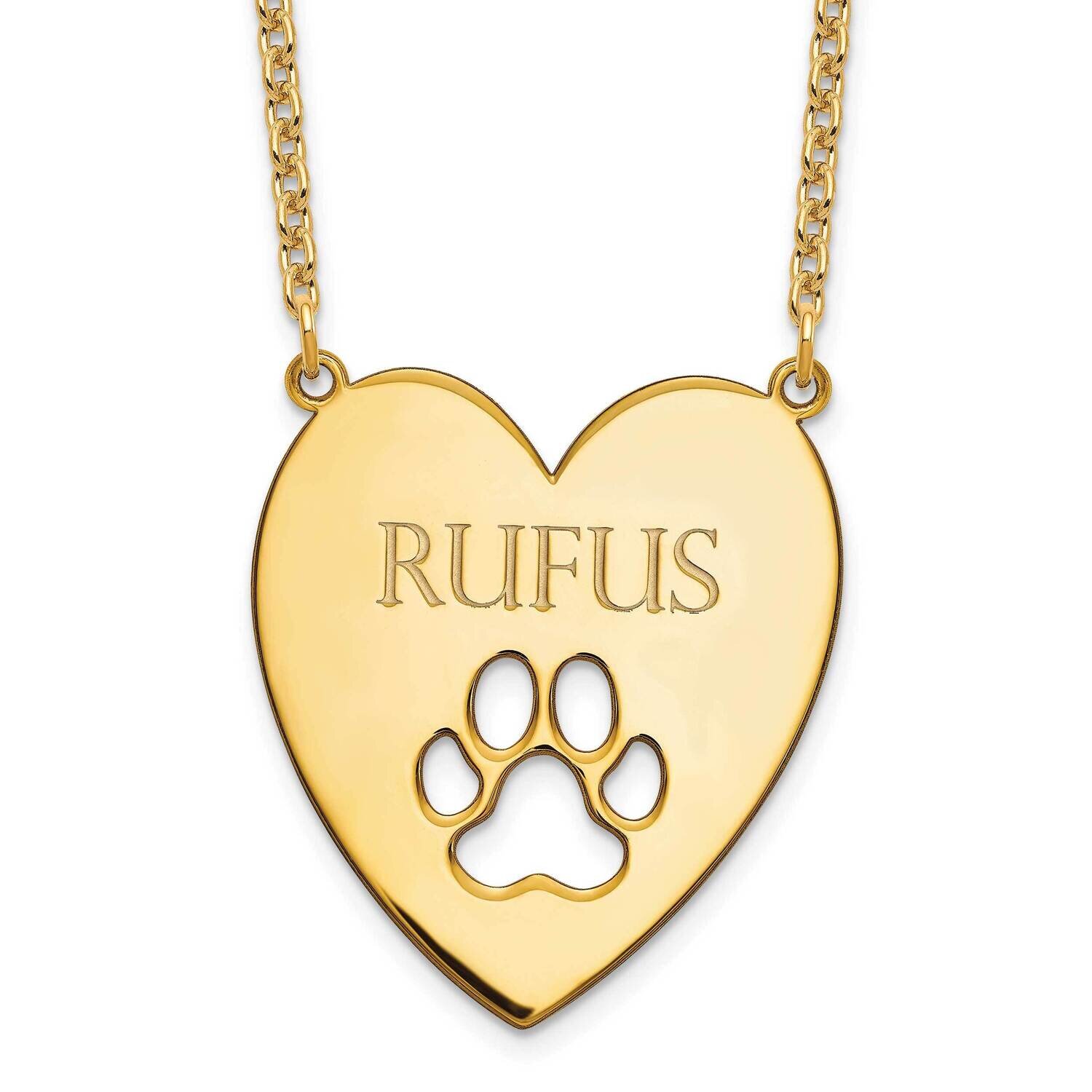 Heart with Cut Out Paw Print Necklace Sterling Silver Gold-plated XNA779GP