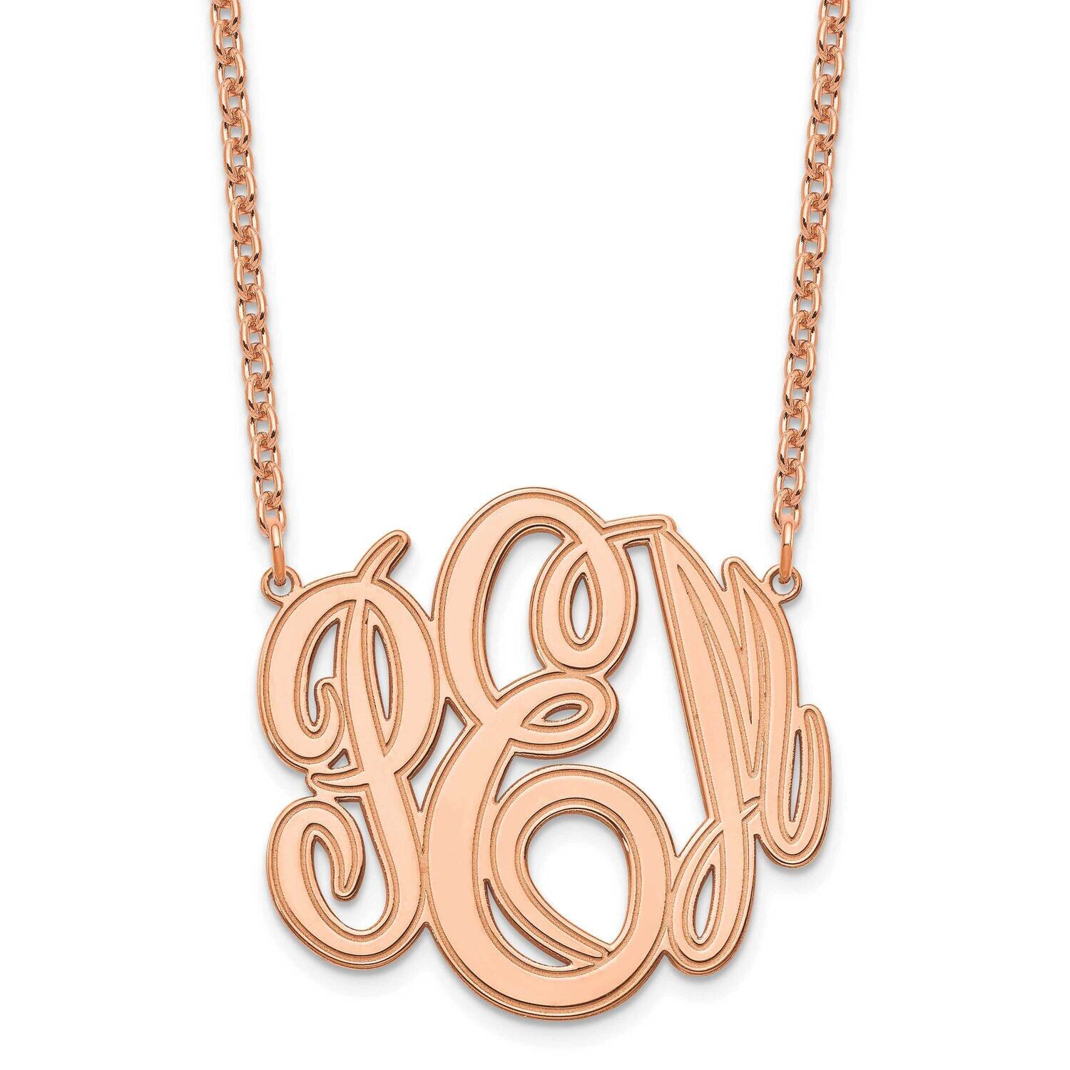 Etched Monogram Necklace Sterling Silver Rose-plated XNA889RP