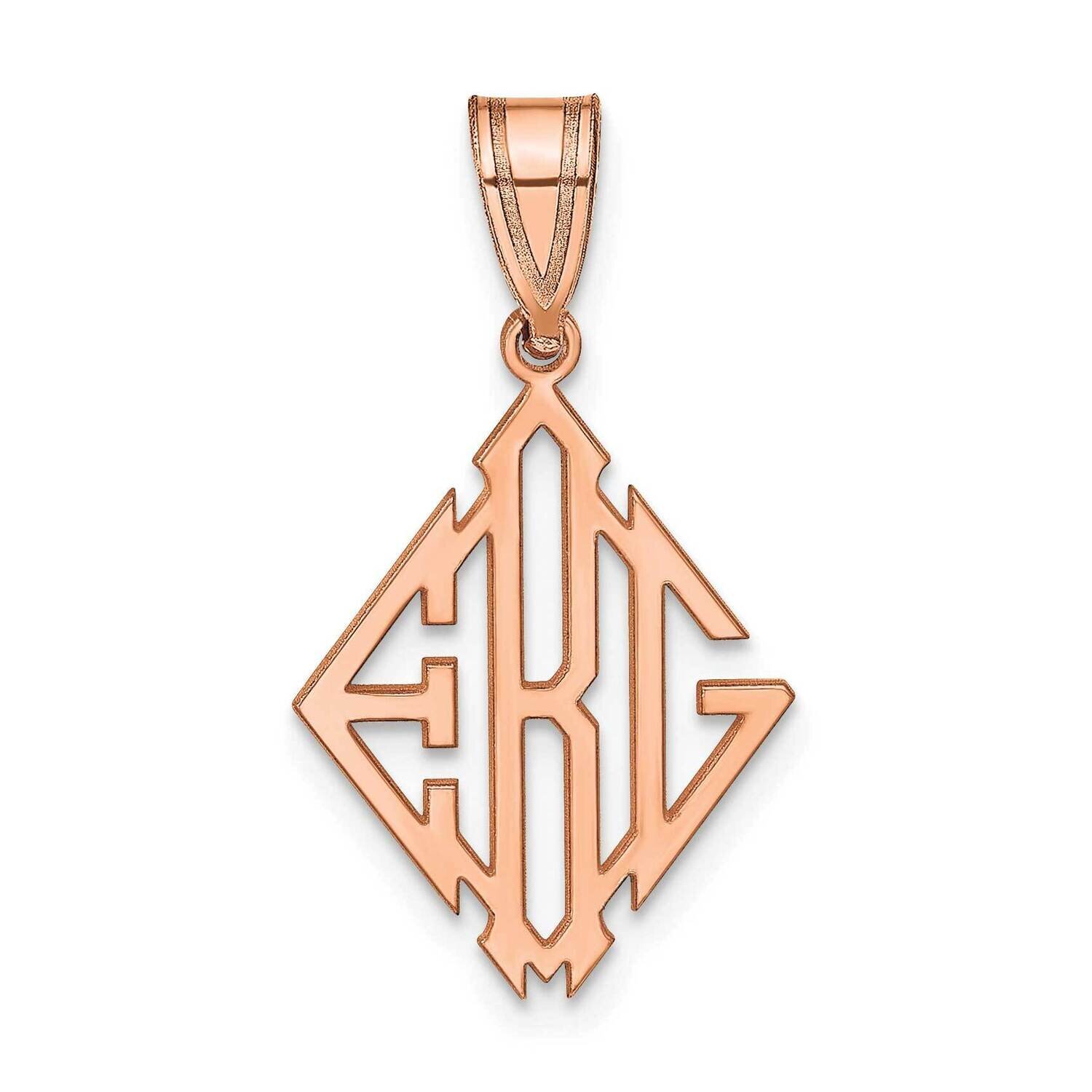 Diamond Shaped Monogram Pendant Sterling Silver Rose-plated XNA892RP