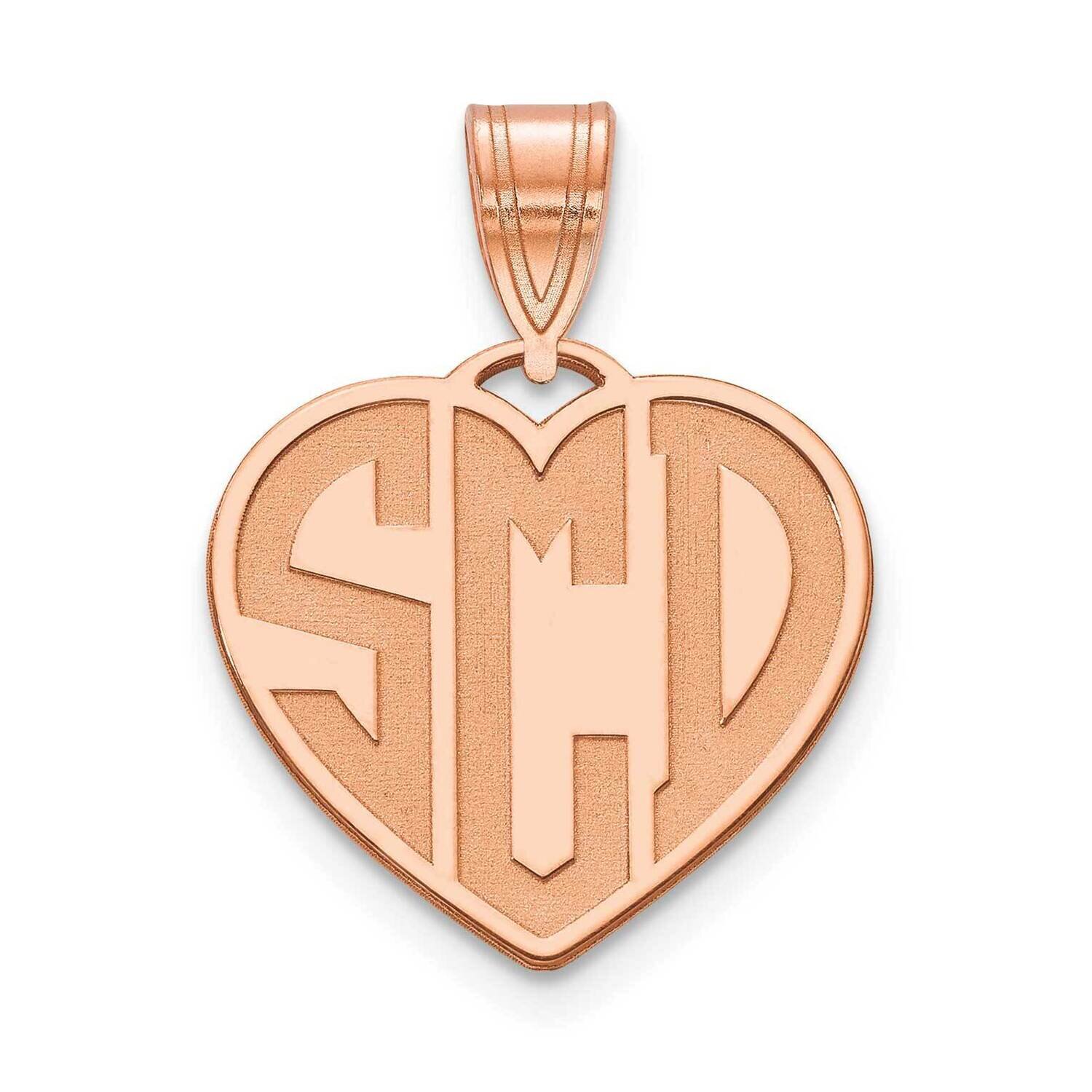 Etched Monogram Heart Pendant Sterling Silver Rose-plated XNA894RP