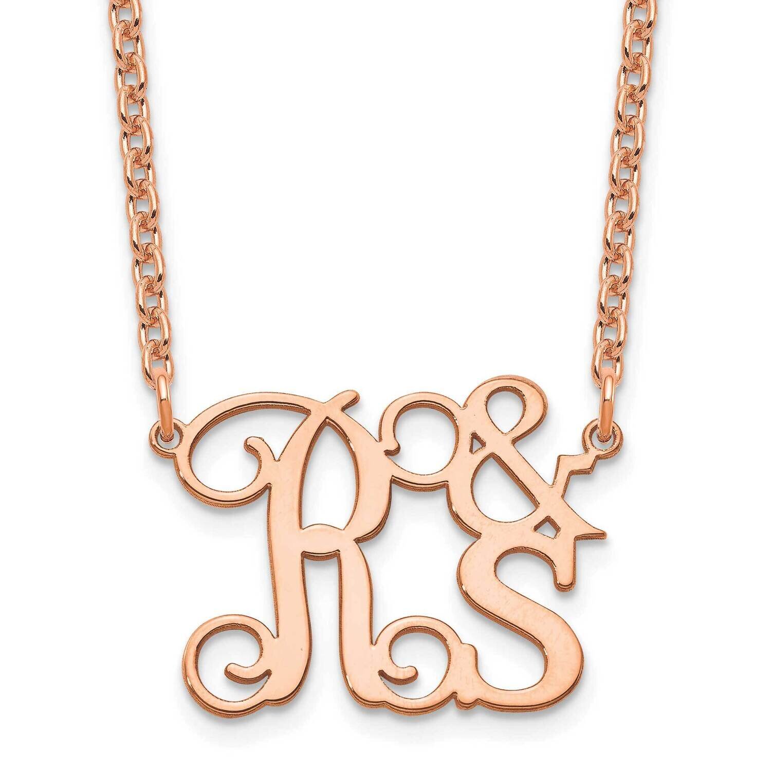 Rose Gold Stacked Initials Necklace Sterling Silver XNA901RP