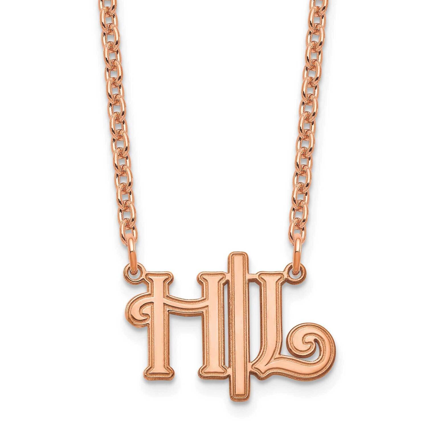 Rose-Gold Horizontal Script Initials Necklace Sterling Silver XNA903RP