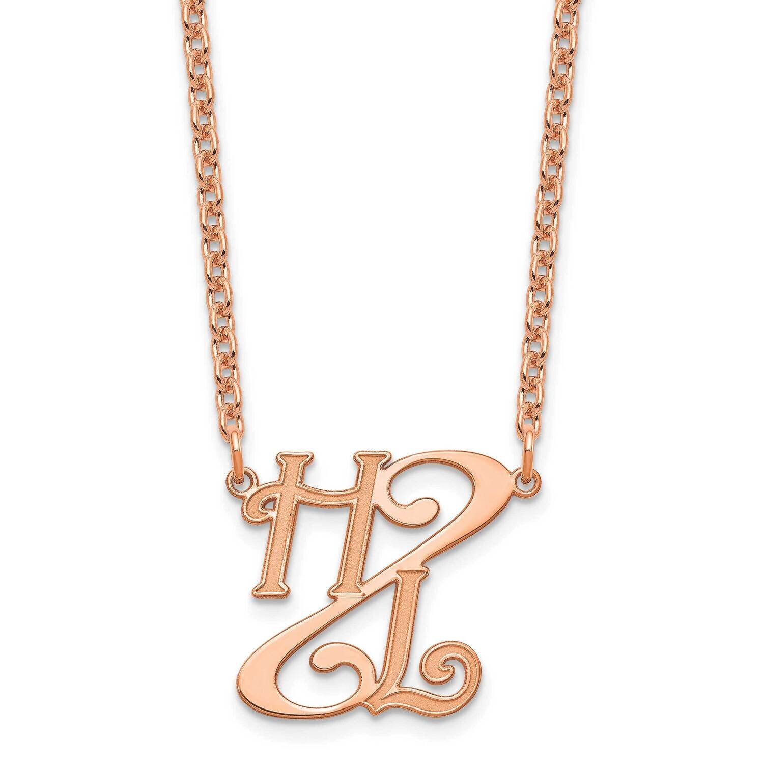Diagonal Script Initials Necklace Sterling Silver Rose-plated XNA905RP