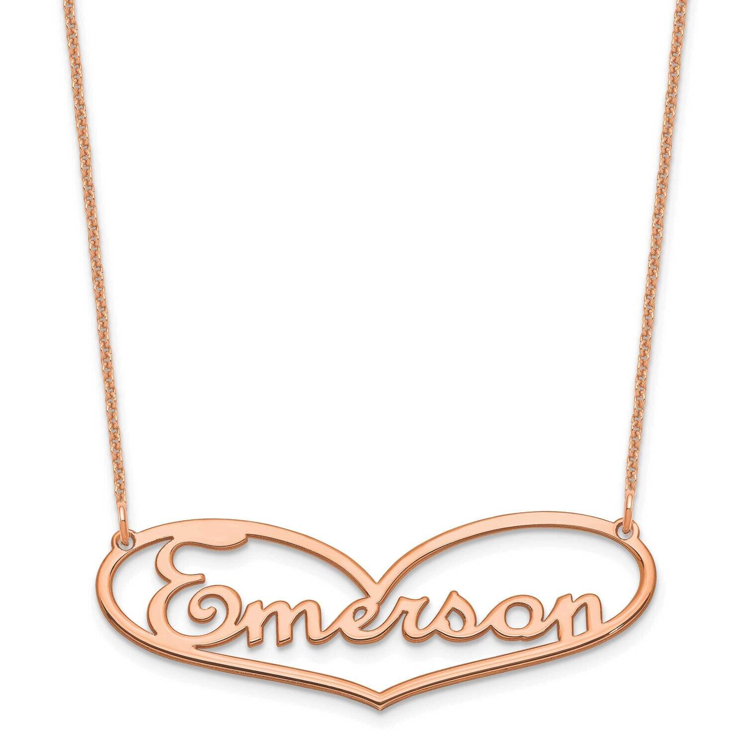Heart Name Plate Necklace 14k Rose Gold Large XNA941R