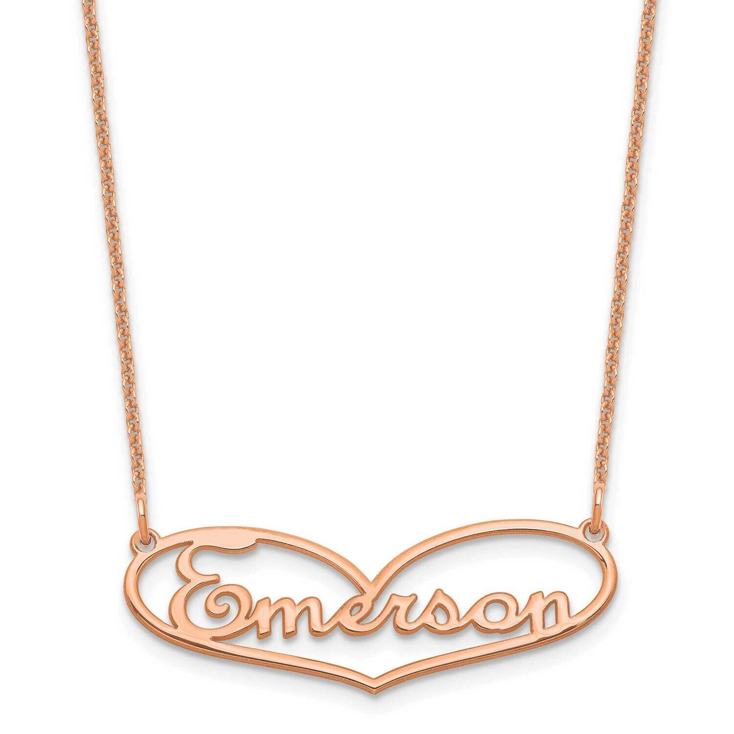 Heart Name Plate Necklace 14k Rose Gold Small XNA942R