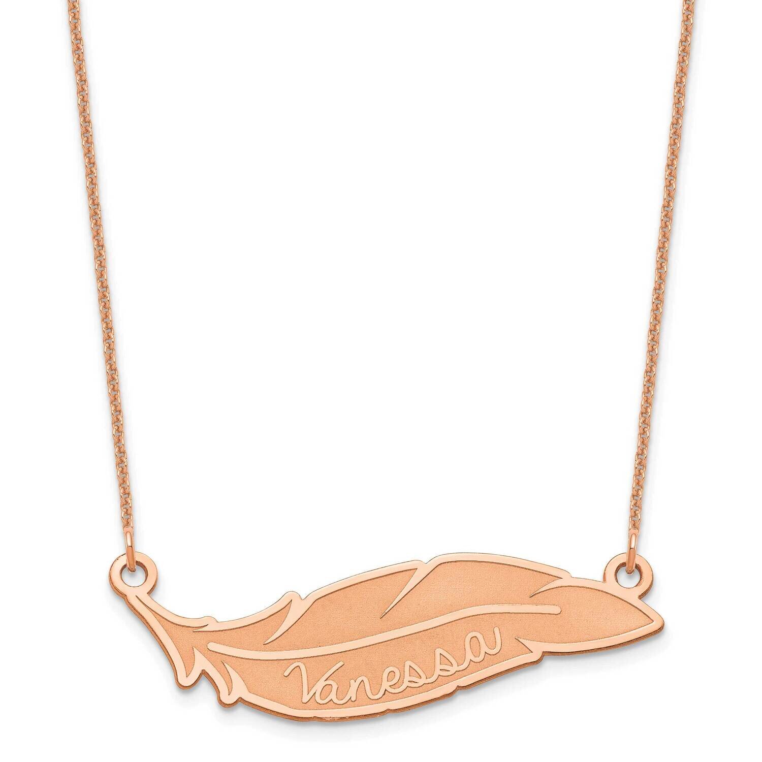 Personalized Feather Necklace 14k Rose Gold XNA958R
