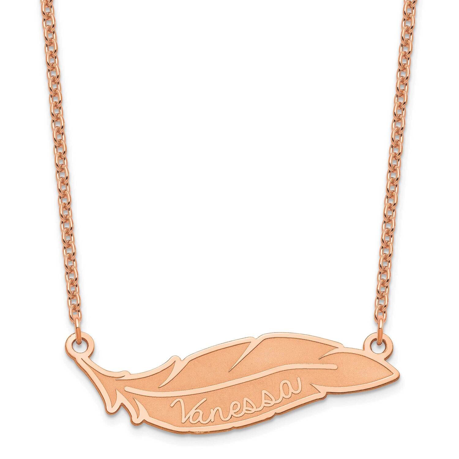 Personalized Feather Necklace Sterling Silver Rose-plated XNA958RP