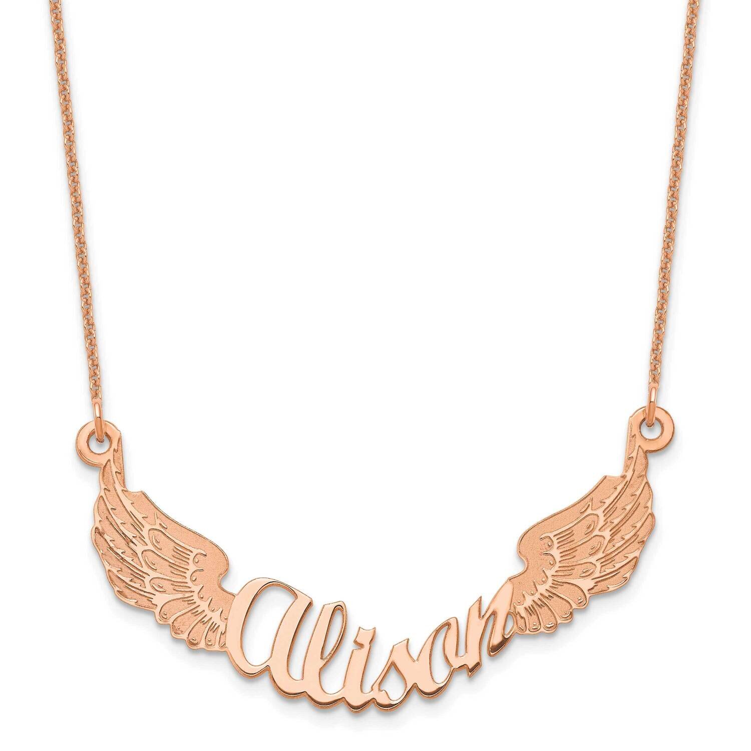 Personalized Angel Wings Necklace 14k Rose Gold XNA964R