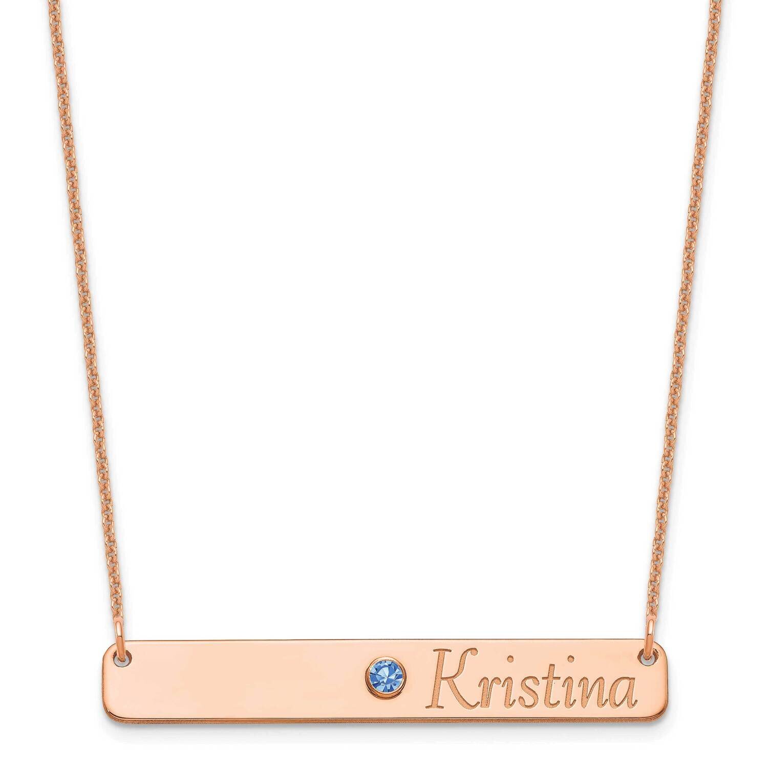 Personalized Bar with 18k Gold Bezel Birthstone Necklace 14k Rose Gold XNA980R