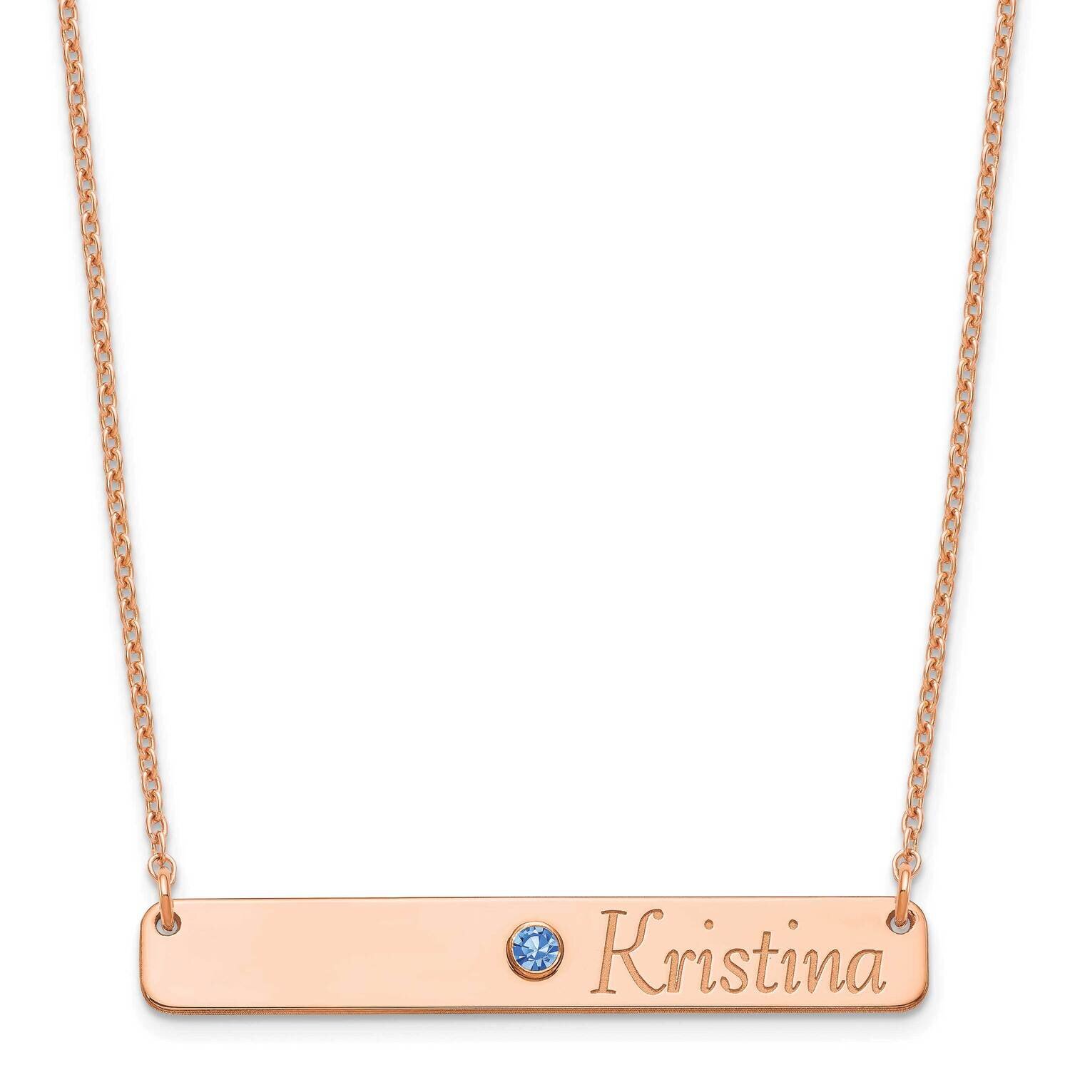 Personalized Bar with Birthstone Necklace Sterling Silver Rose-plated XNA980RP
