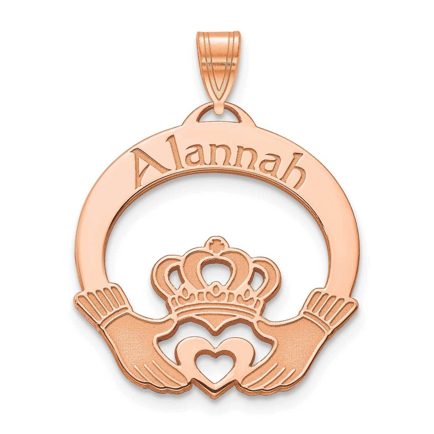 Personalized Claddagh Pendant 14k Rose Gold XNA987R