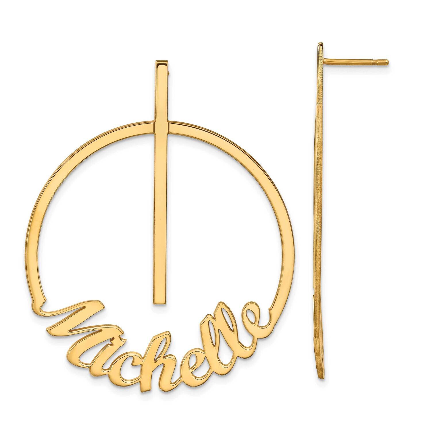 Circle Name Post Earrings 14k Gold Large XNE140Y, MPN: XNE140Y, 883957950600