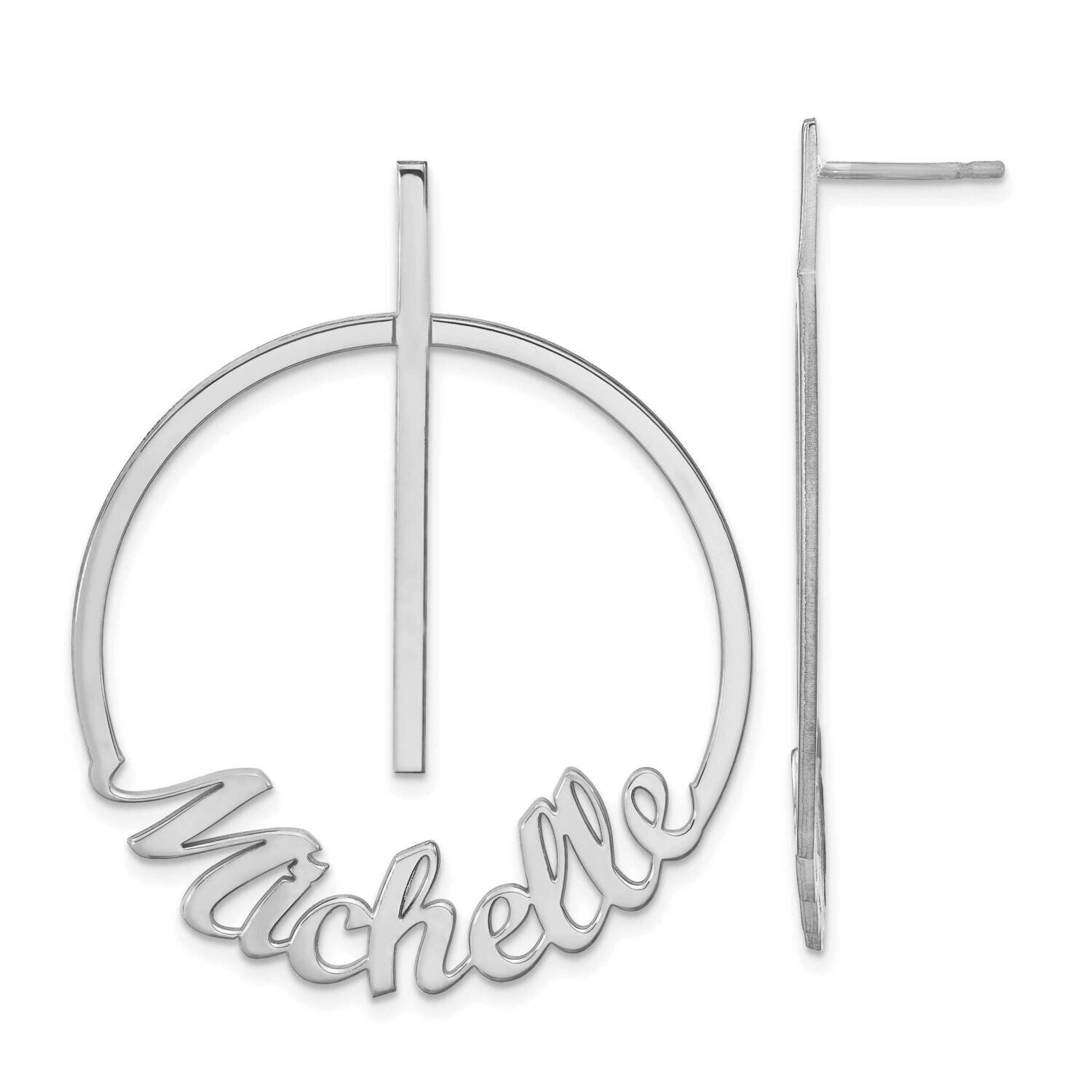 Circle Name Post Earrings 14k White Gold Small XNE141W, MPN: XNE141W, 883957951003