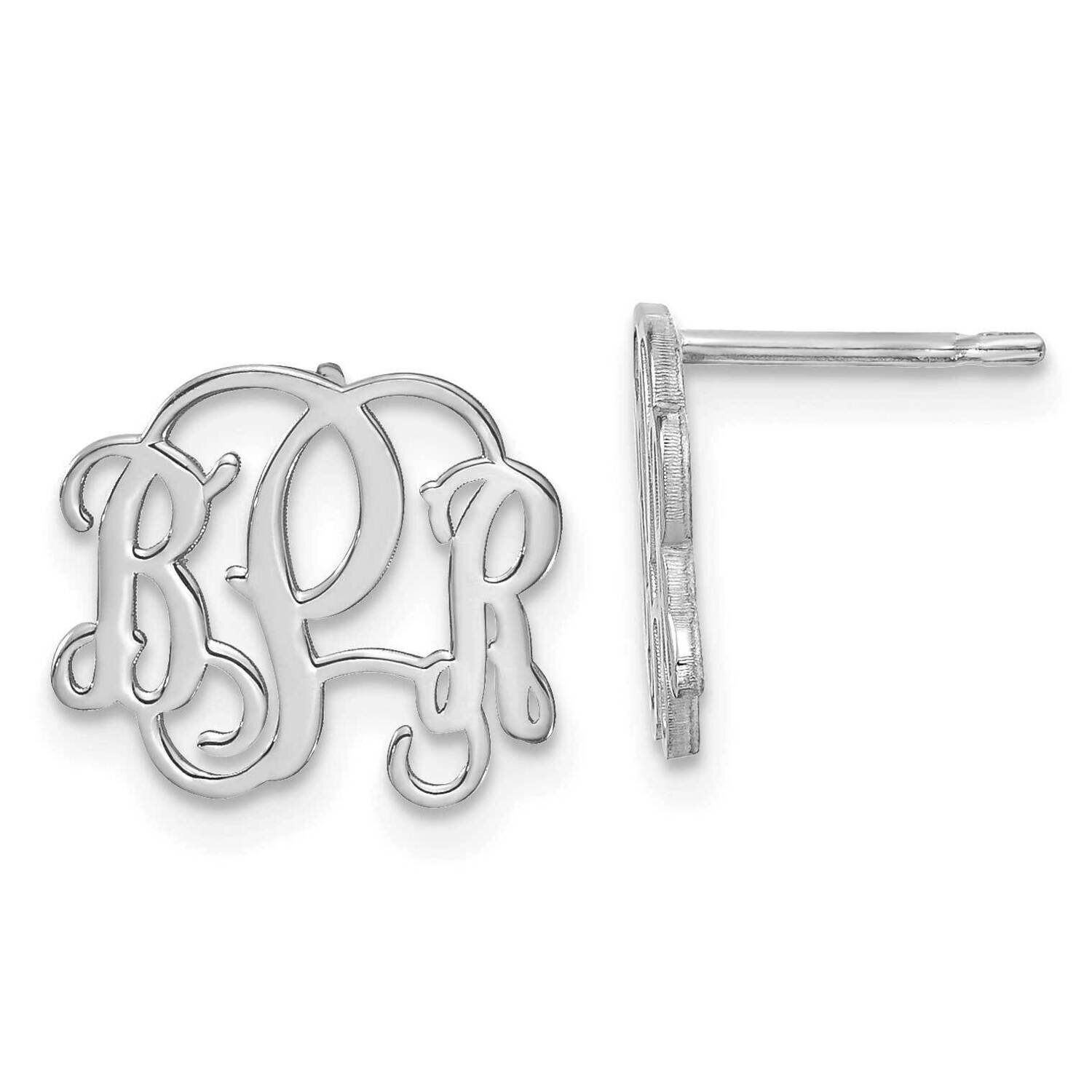Polished Monogram Post Earrings Sterling Silver Rhodium-plated XNE23SS
