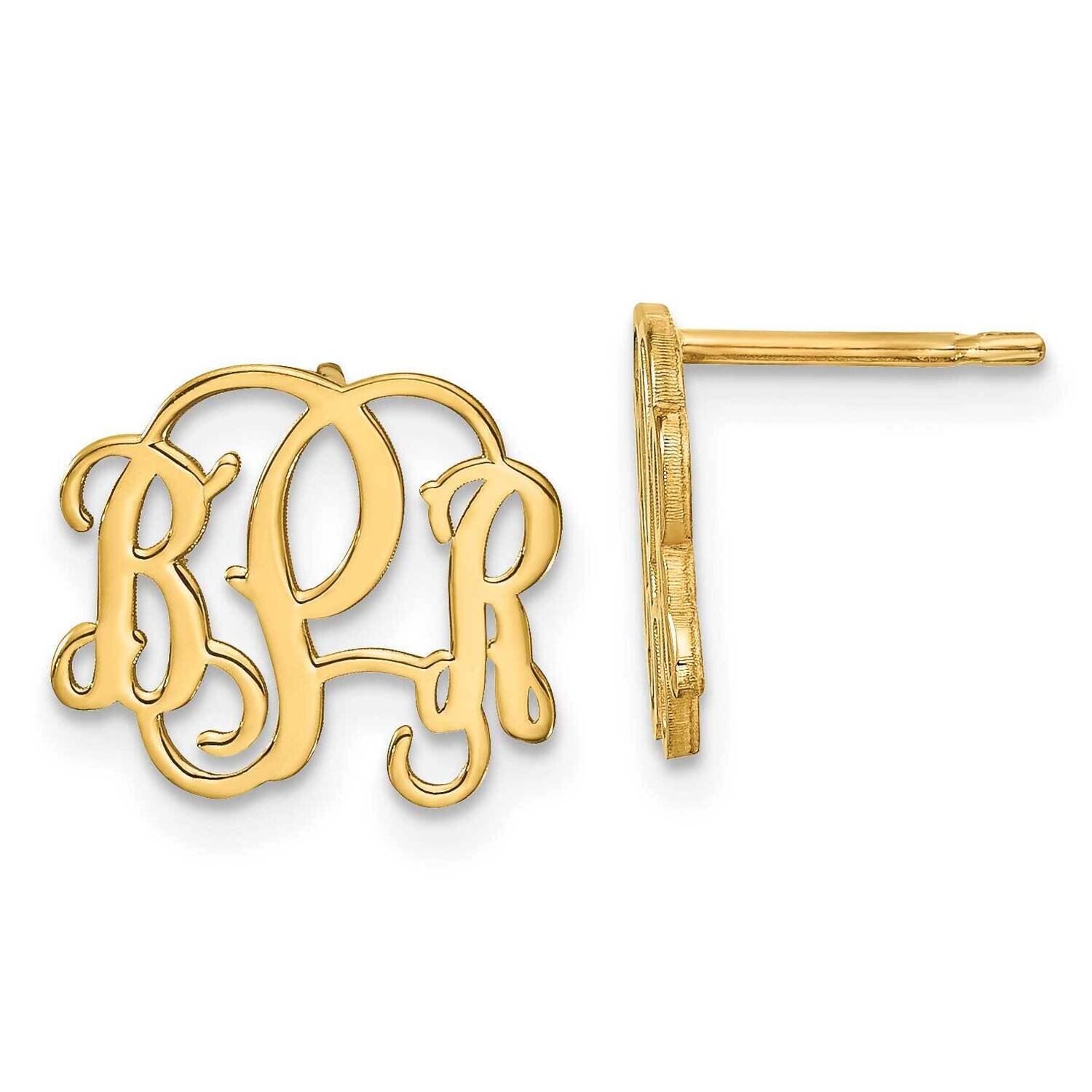 Polished Monogram Post Earrings 14k Gold XNE23Y