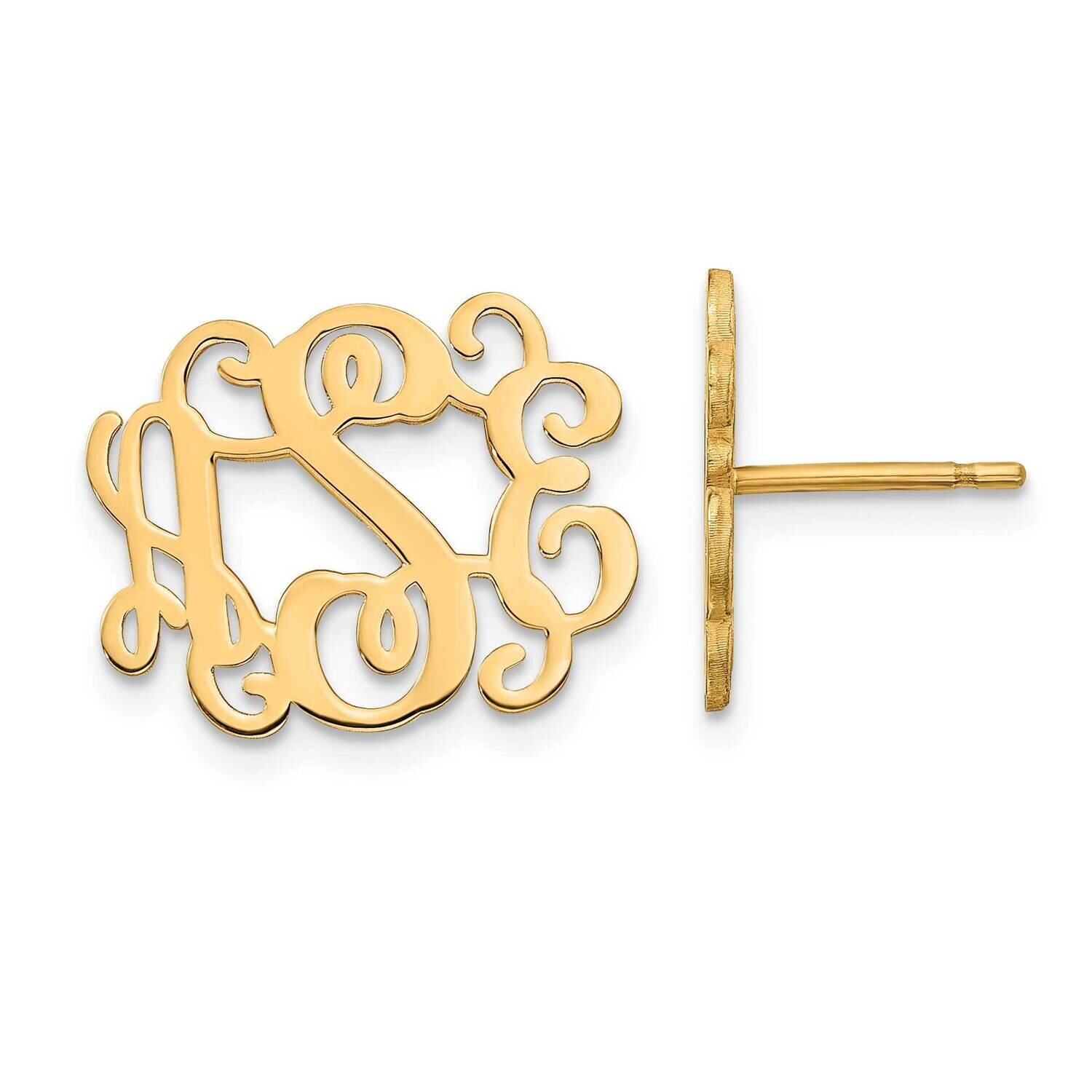 Polished Monogram Post Earrings Sterling Silver Gold-plated XNE24GP