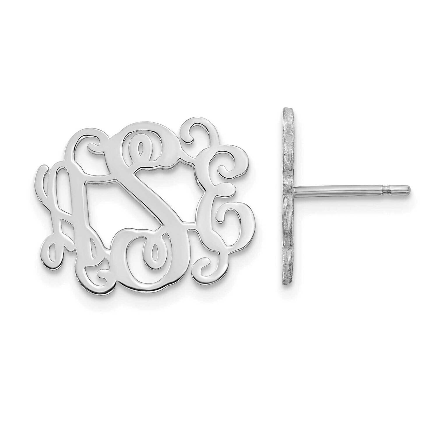 Polished Monogram Post Earrings Sterling Silver Rhodium-plated XNE24SS