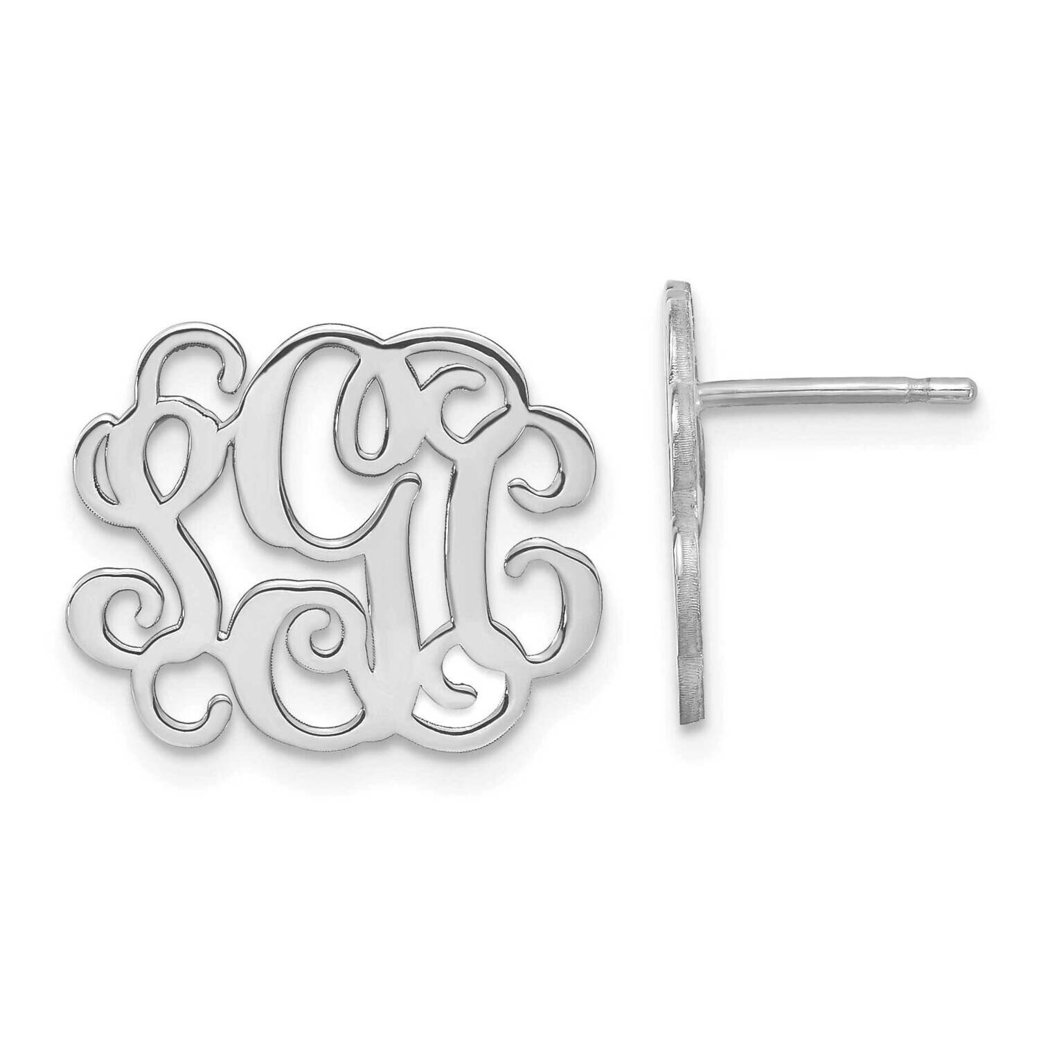 Polished Monogram Post Earrings Sterling Silver Rhodium-plated XNE25SS