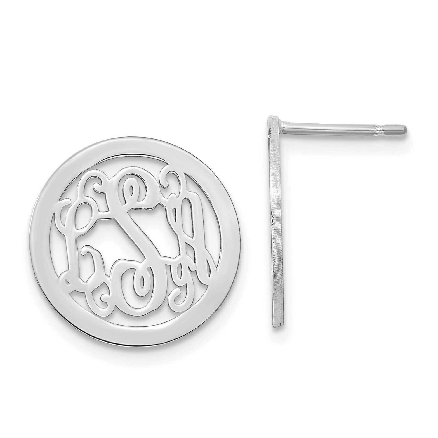 Polished Small Circle Monogram Earrings Sterling Silver Rhodium-plated XNE30SS