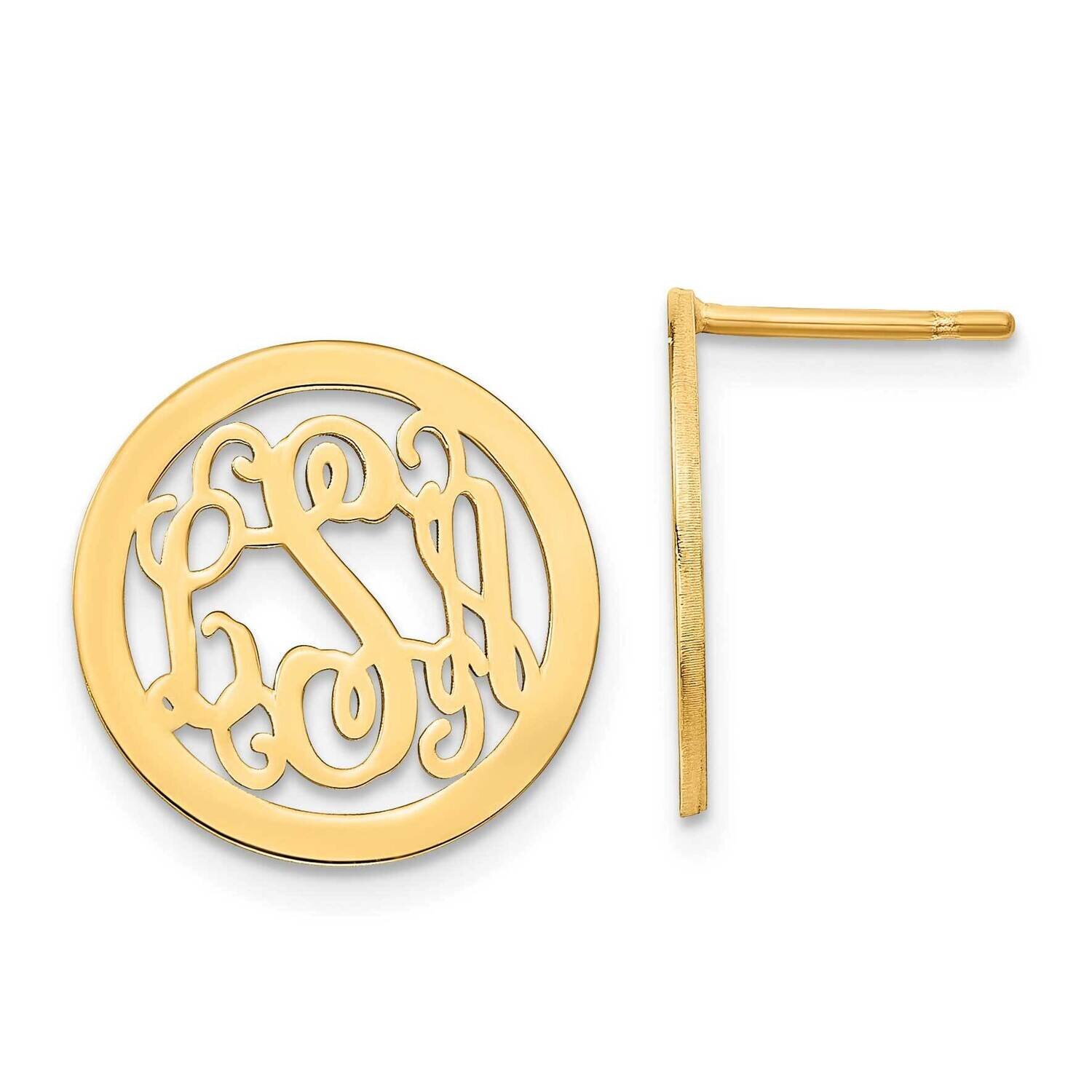 Polished Small Circle Monogram Earrings 14k Gold XNE30Y