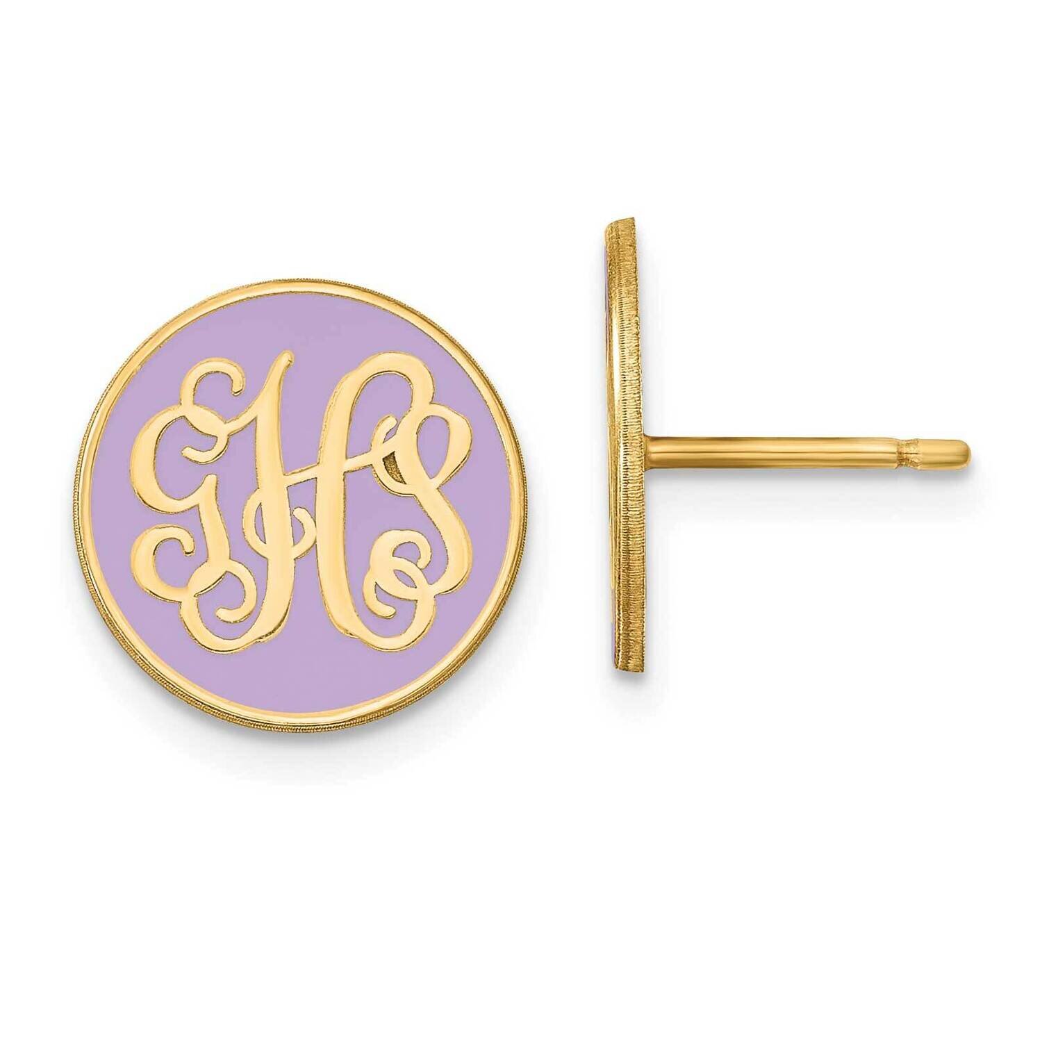 Epoxied Circle Monogram Post Earrings Sterling Silver Gold-plated XNE32GP