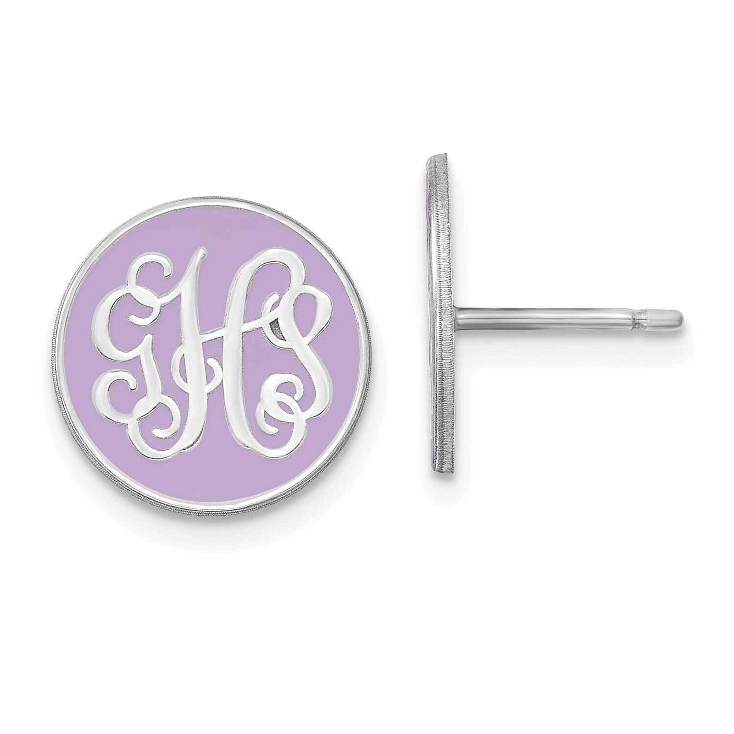 Epoxied Circle Monogram Post Earrings Sterling Silver Rhodium-plated XNE32SS