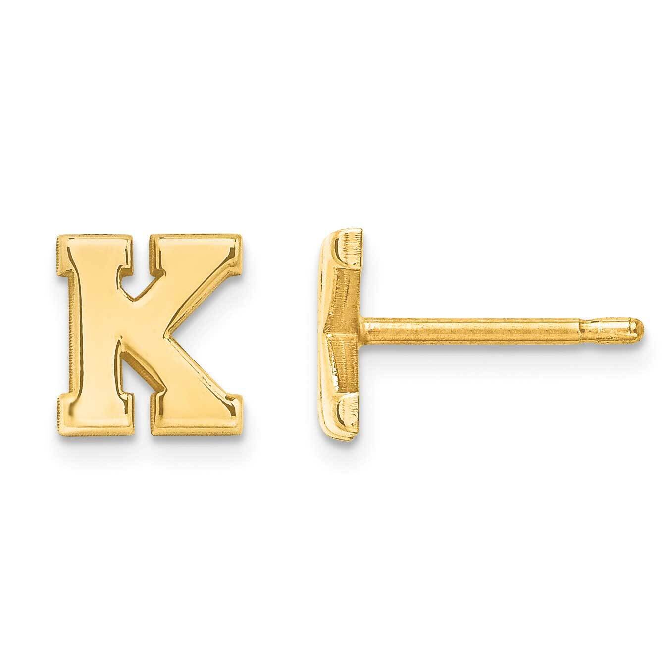 Laser Polished Initial 2 Letter Post Earrings 14k Gold XNE46Y