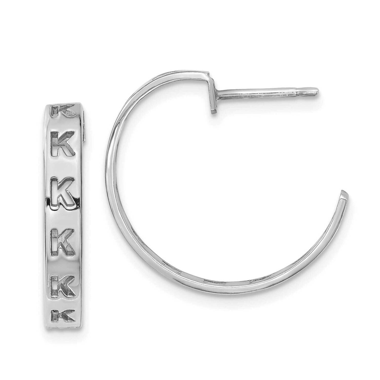 Brushed Initial Post Hoop Earrings Sterling Silver Rhodium-plated XNE47SS