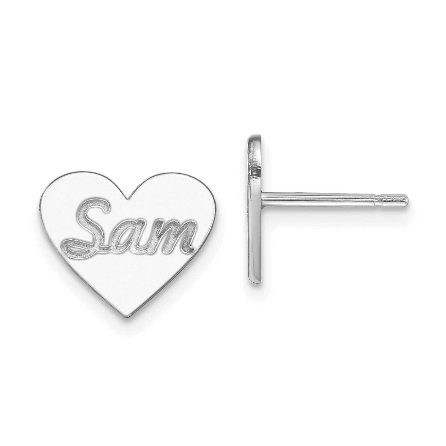 Small Personalized Heart Post Earrings Sterling Silver Rhodium-plated XNE75SS