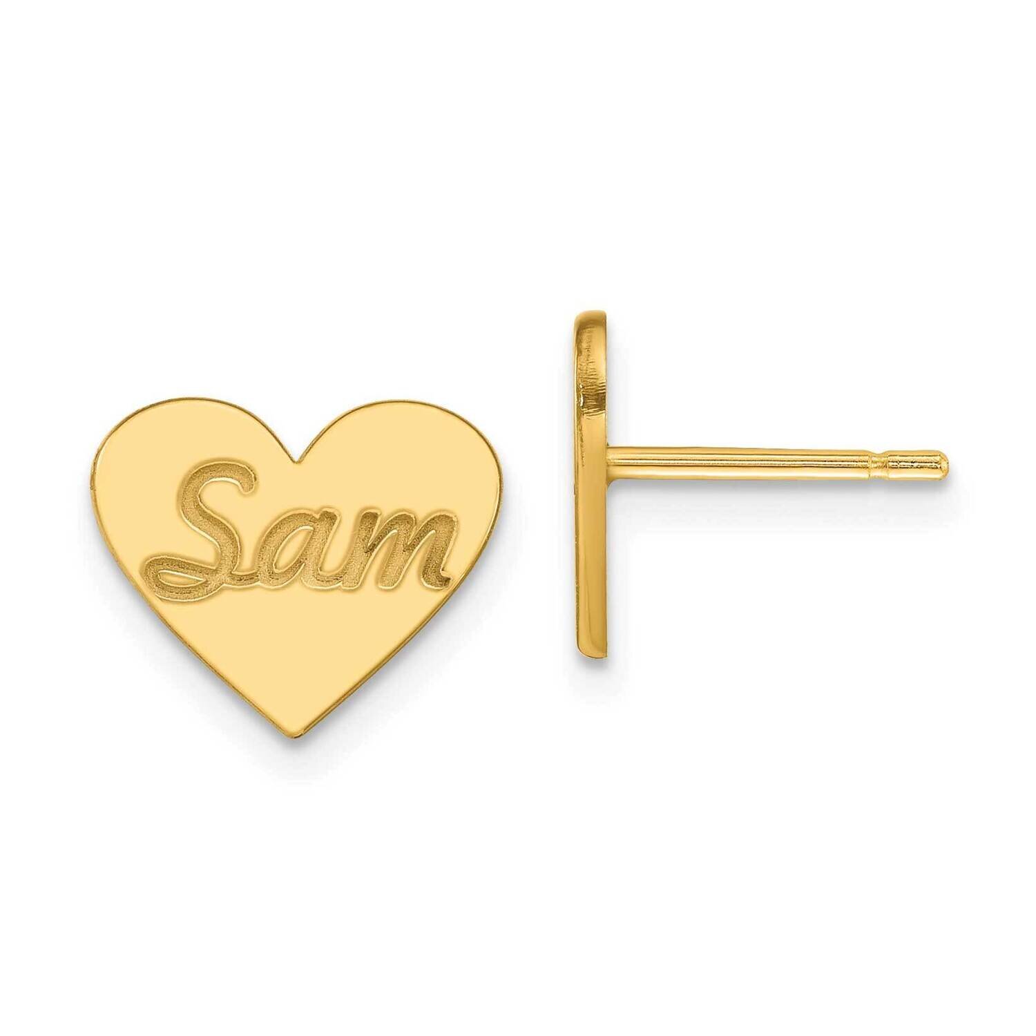 Personalized Heart Post Earrings 14k Gold Small XNE75Y