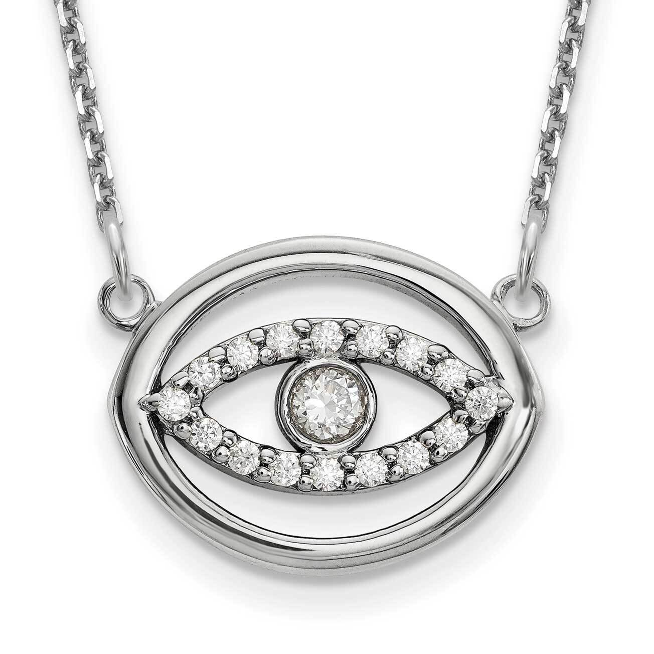 Gold Halo Evil Eye Necklace with Out Chain Mounting 18 Inch 14k White Gold Medium XP5039W