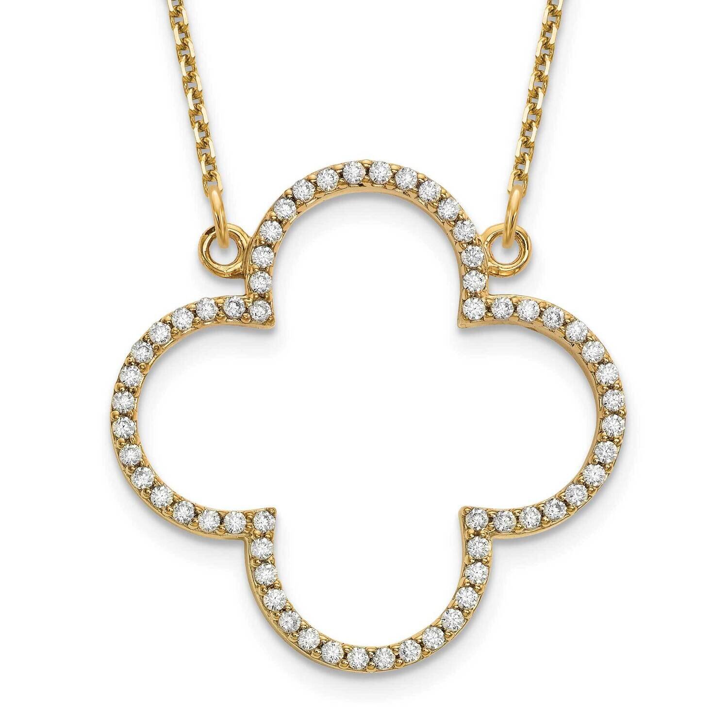 Medium Quatrefoil Design with Out Chain Necklace Mounting 18 Inch 14k Gold XP5051