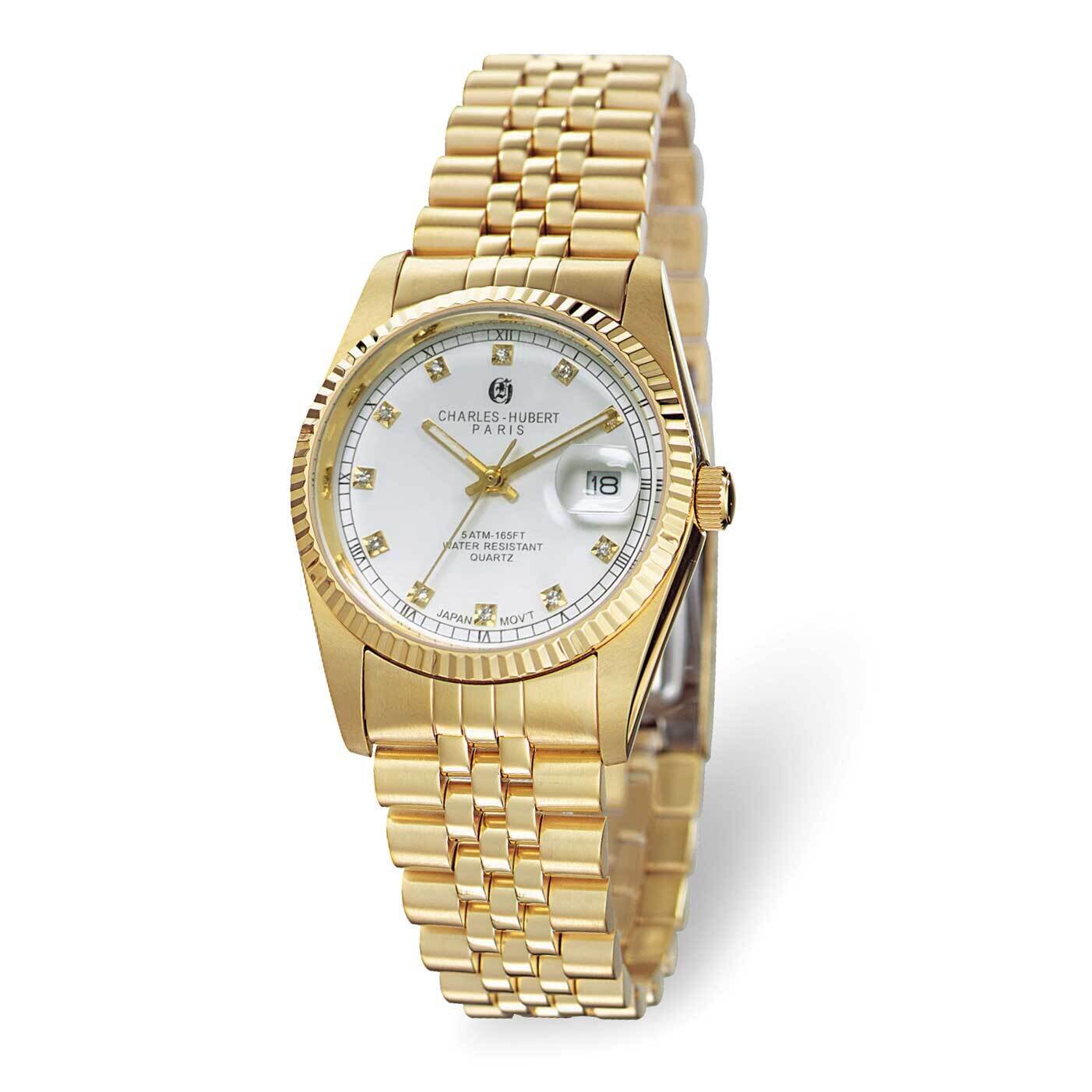 Charles Hubert Gold Plated White Dial Watch Stainless Steel XWA6362