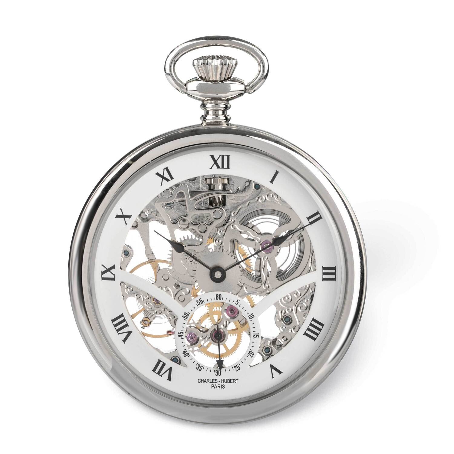 Charles Hubert Open Face Mechanical Pocket Watch Stainless Steel XWA6371, MPN: XWA6371, 848870009774