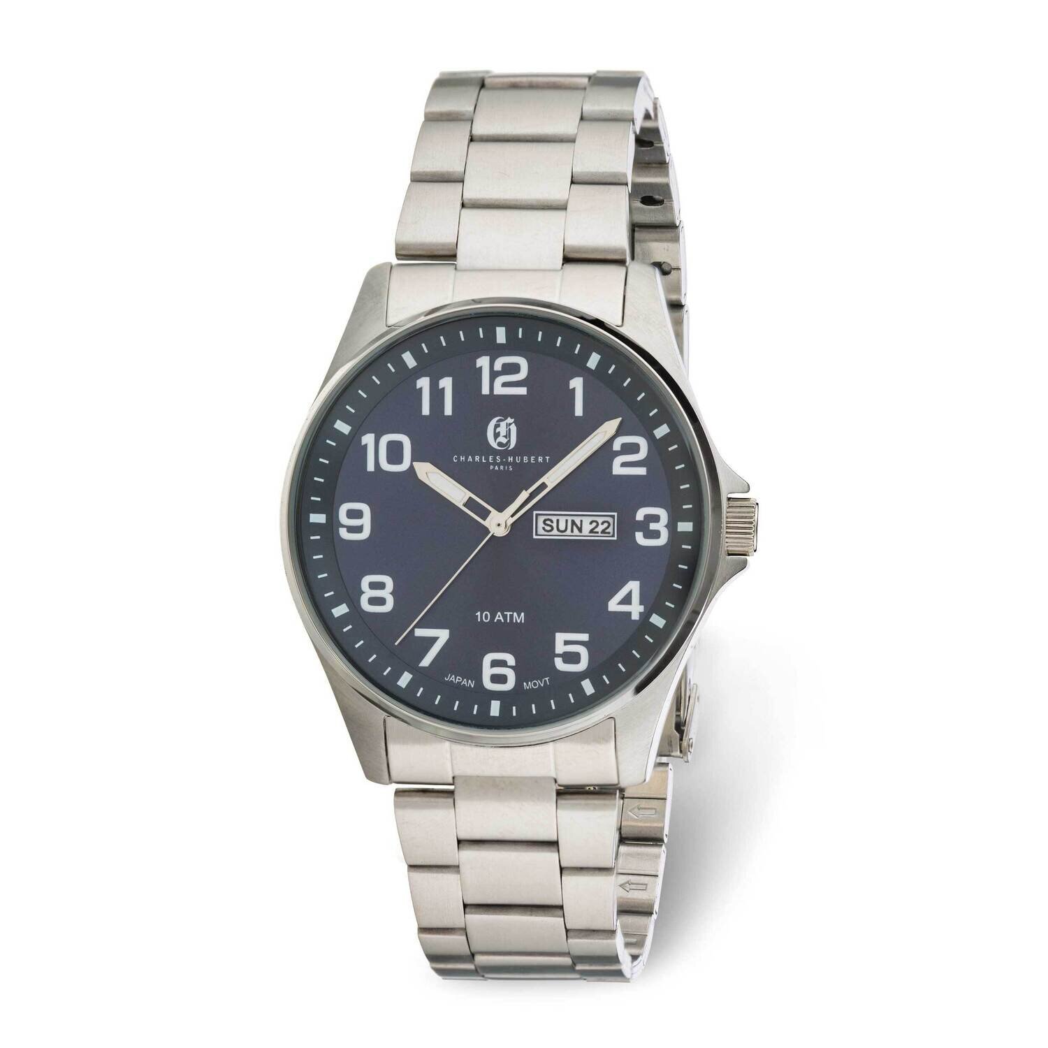 Charles Hubert Blue Dial Watch Stainless Steel XWA6375