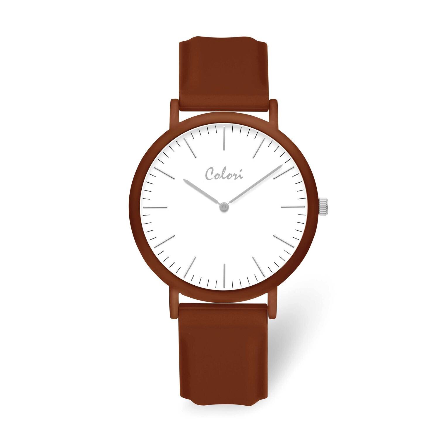 Colori White Dial Dark Brown Silicone 40mm Watch XWA6383