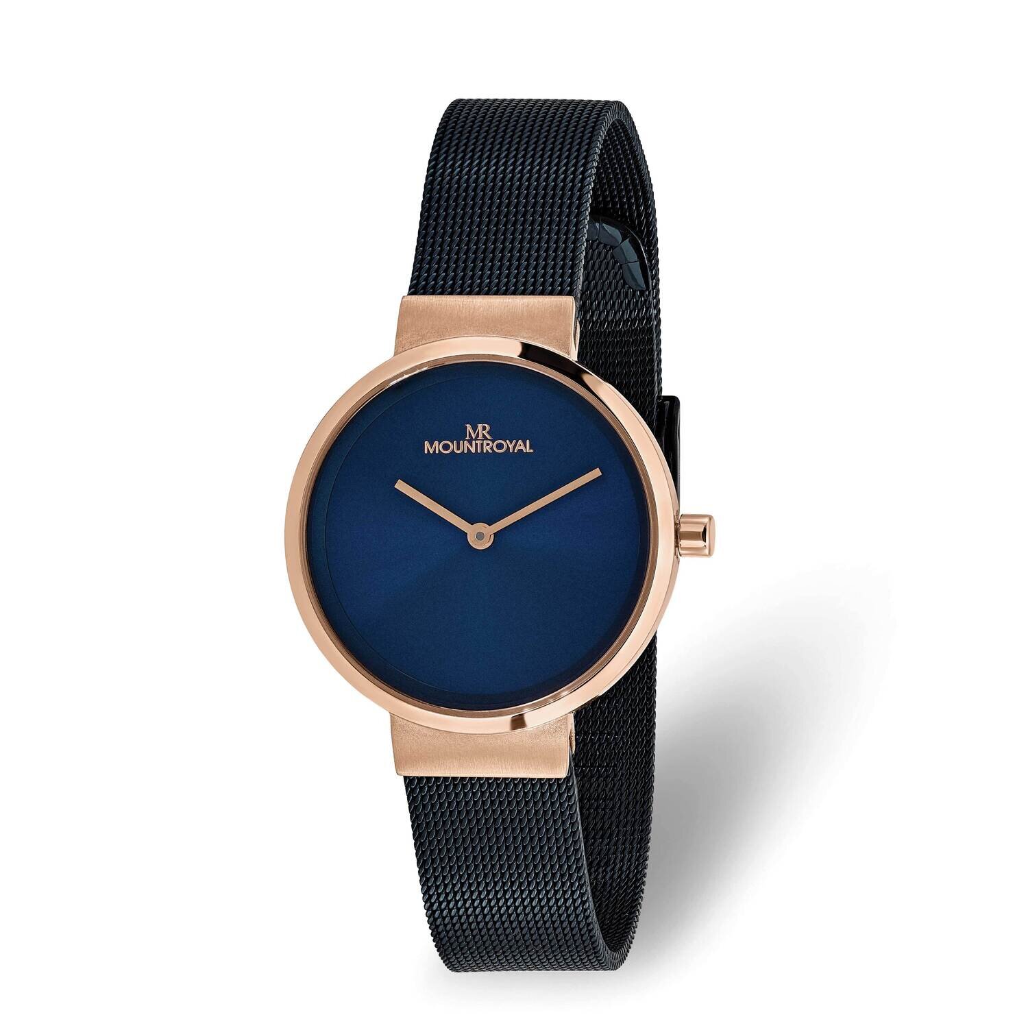 Ladies Mountroyal Rose-Tone Blue Dial Watch Stainless Steel XWA6401