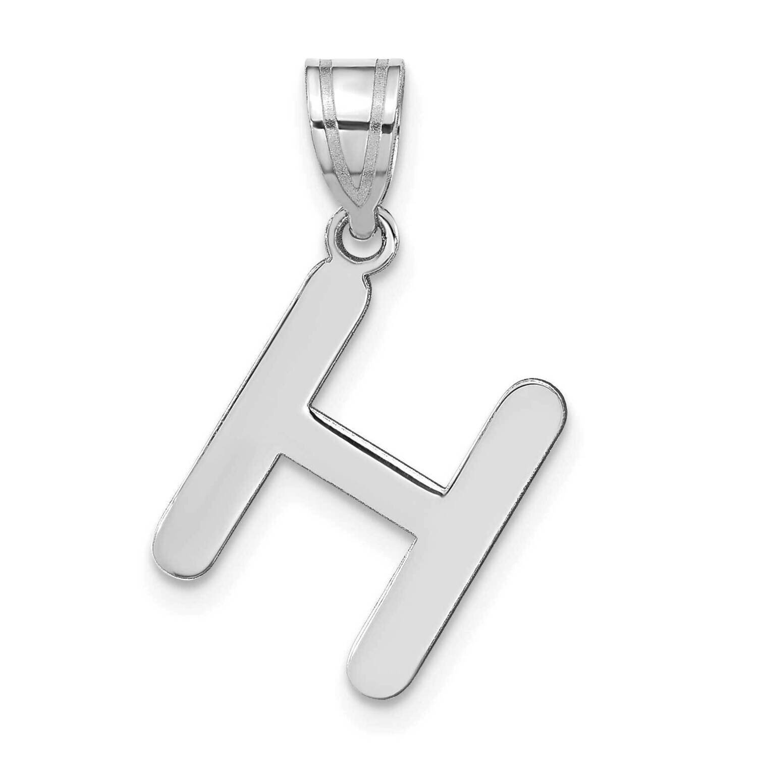 Bubble Letter H Initial Pendant 14k White Gold Polished YC1441WH