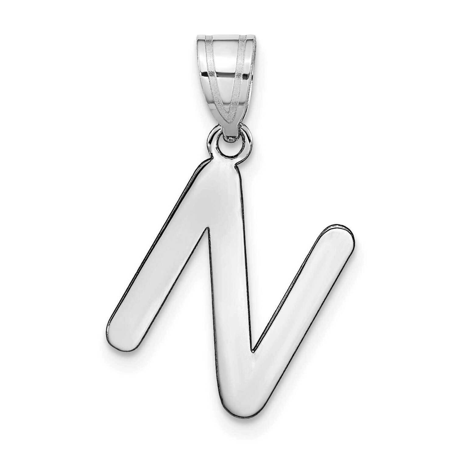 Bubble Letter N Initial Pendant 14k White Gold Polished YC1441WN