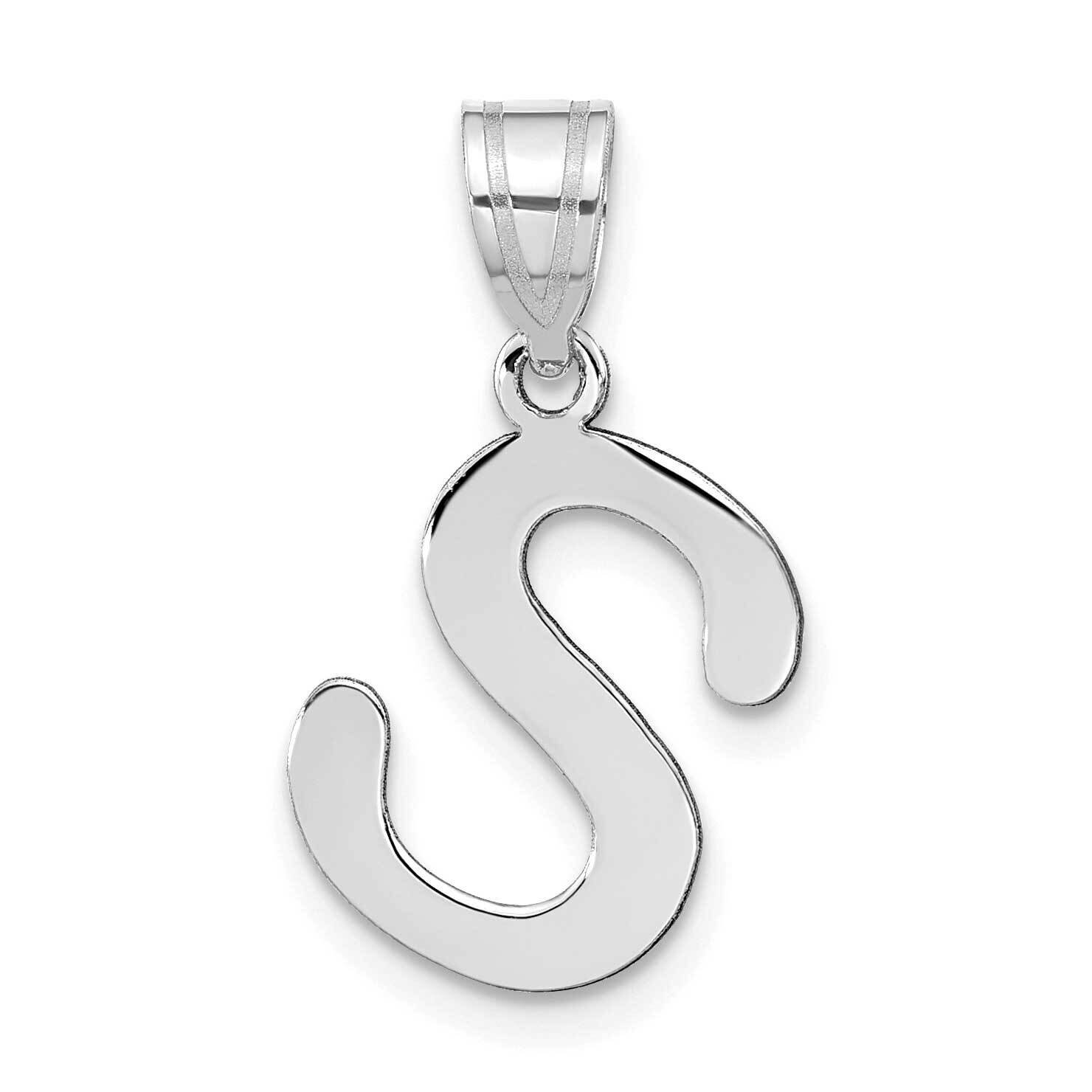 Bubble Letter S Initial Pendant 14k White Gold Polished YC1441WS