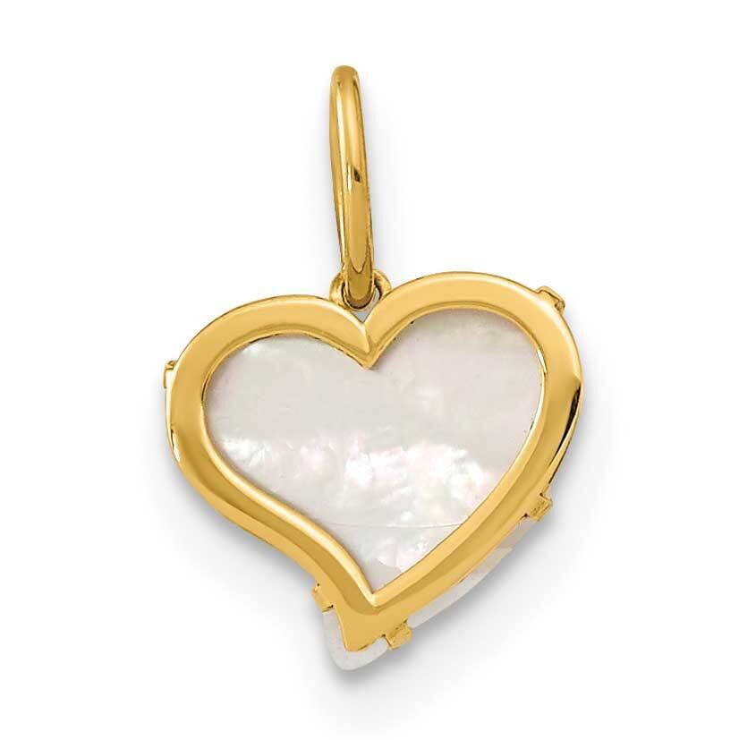 Mother Of Pearl Heart Pendant 14k Gold Polished YC1482