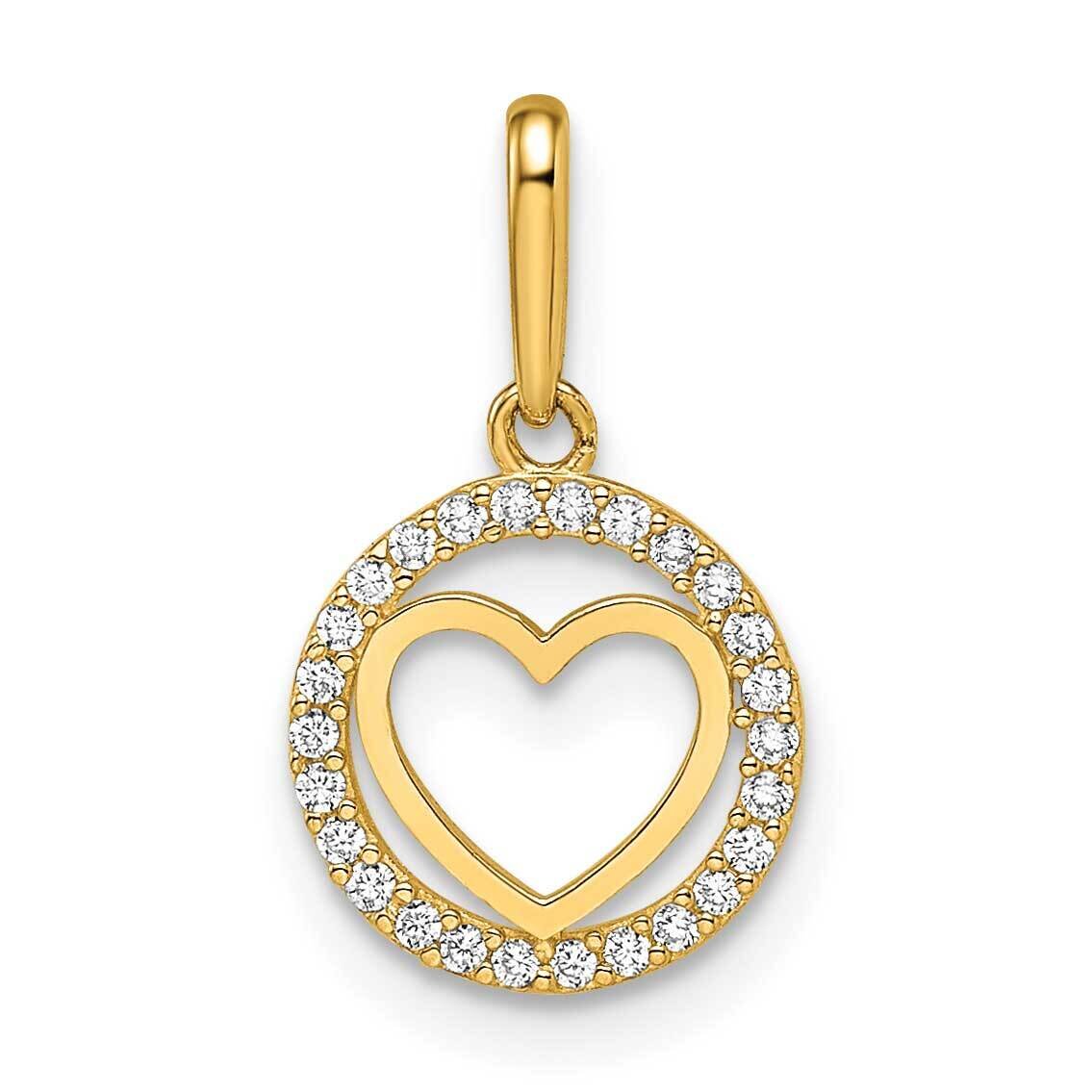 Heart Pendant 14k Gold CZ Diamond YC1486