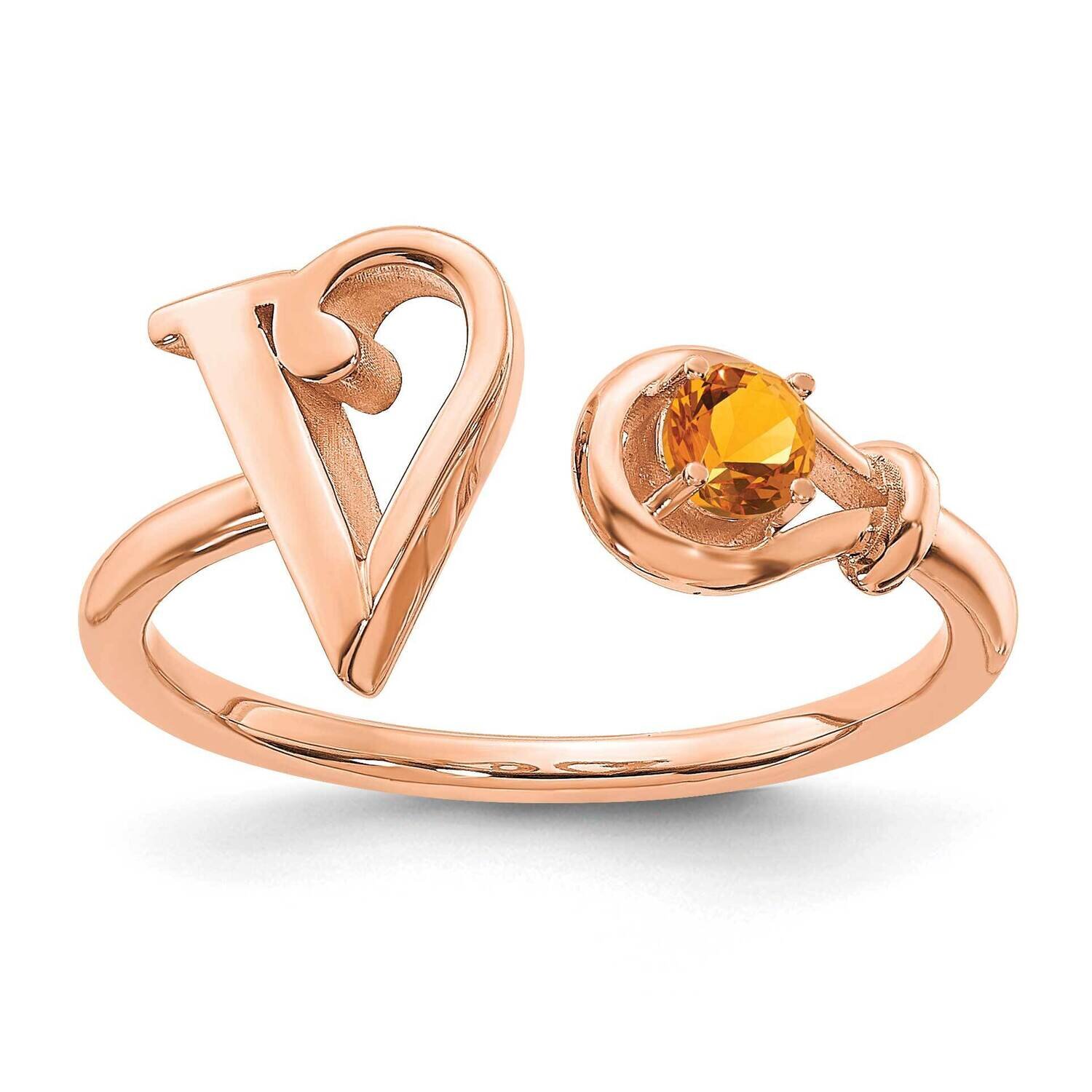 Letter V with Birthstone Ring 10k Rose Gold 10XNR81VR, MPN: 10XNR81VR,