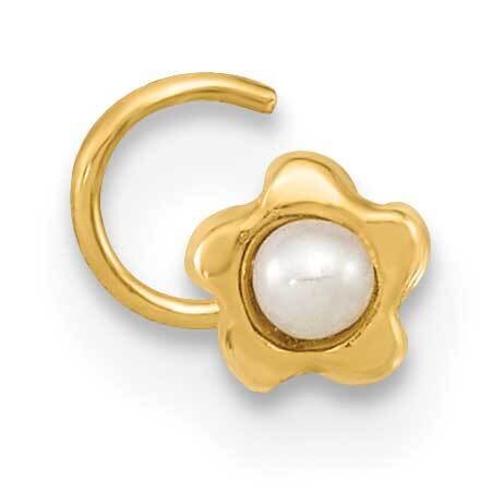 22 Gauge Flower Freshwater Cultured Pearl Nose Ring Body Jewelry 14k Gold BD158