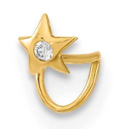 22 Gauge Star with CZ Diamond Nose Ring Body Jewelry 14k Gold BD160