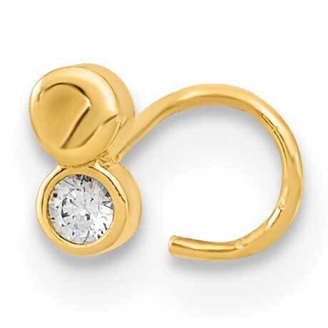 22 Gauge Double Circle CZ Diamond Nose Ring Body Jewelry 14k Gold BD164