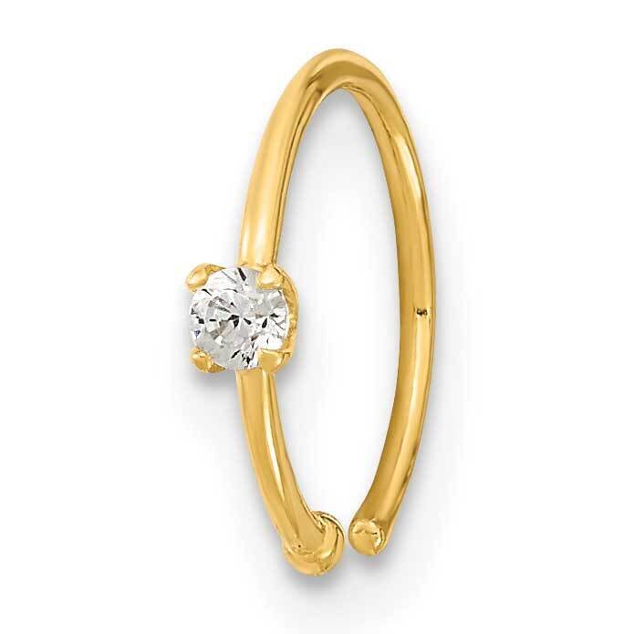 22 Gauge CZ Diamond Hoop Nose Ring Body Jewelry 14k Gold BD202
