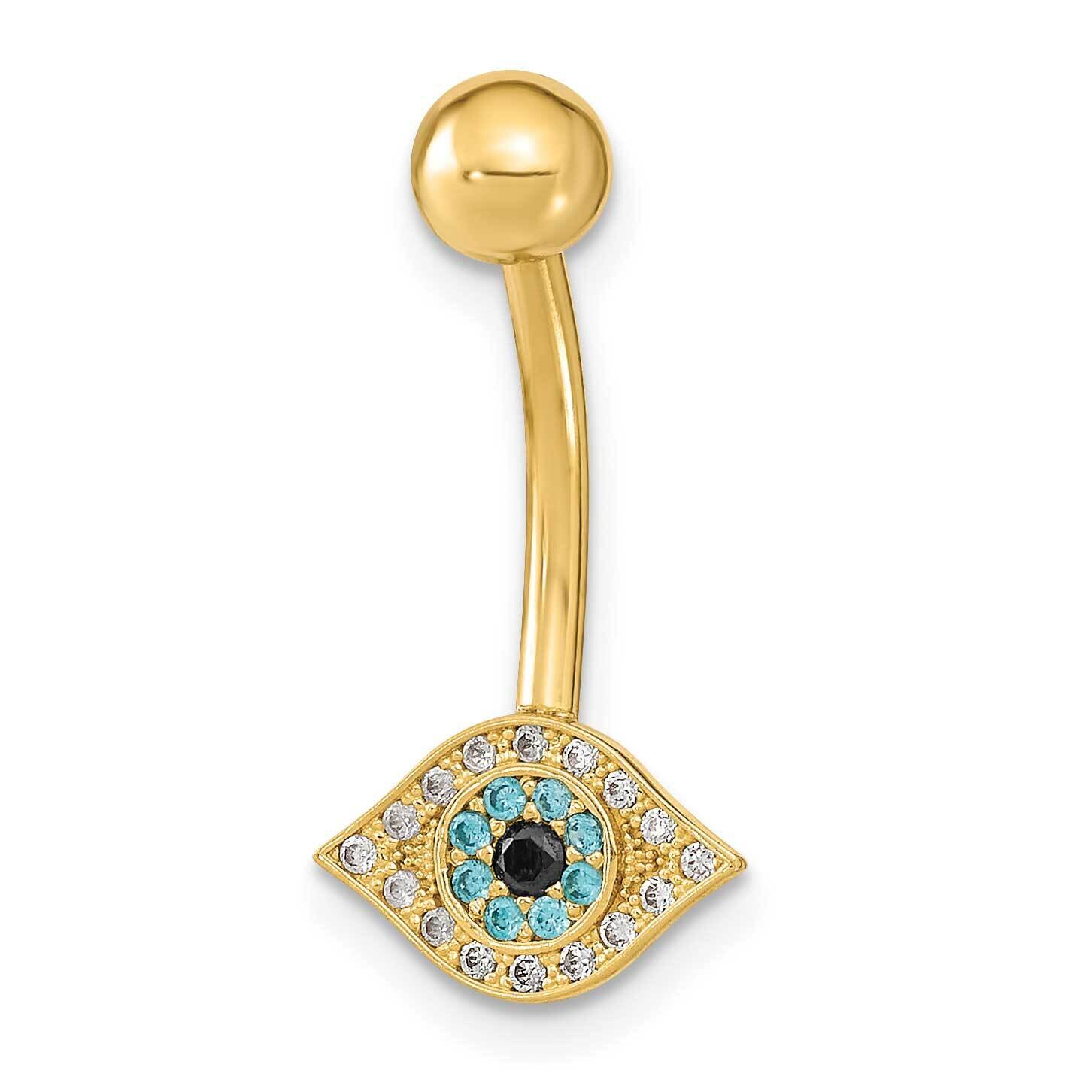14 Gauge Eye CZ Diamond Belly Navel Ring Body Jewelry 14k Gold BD219
