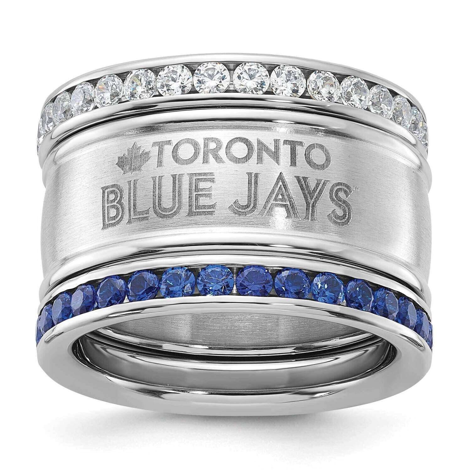 MLB Toronto Blue Jays Crystal Triple Stacked Ring Set Stainless Steel BLU035CR-SZ6