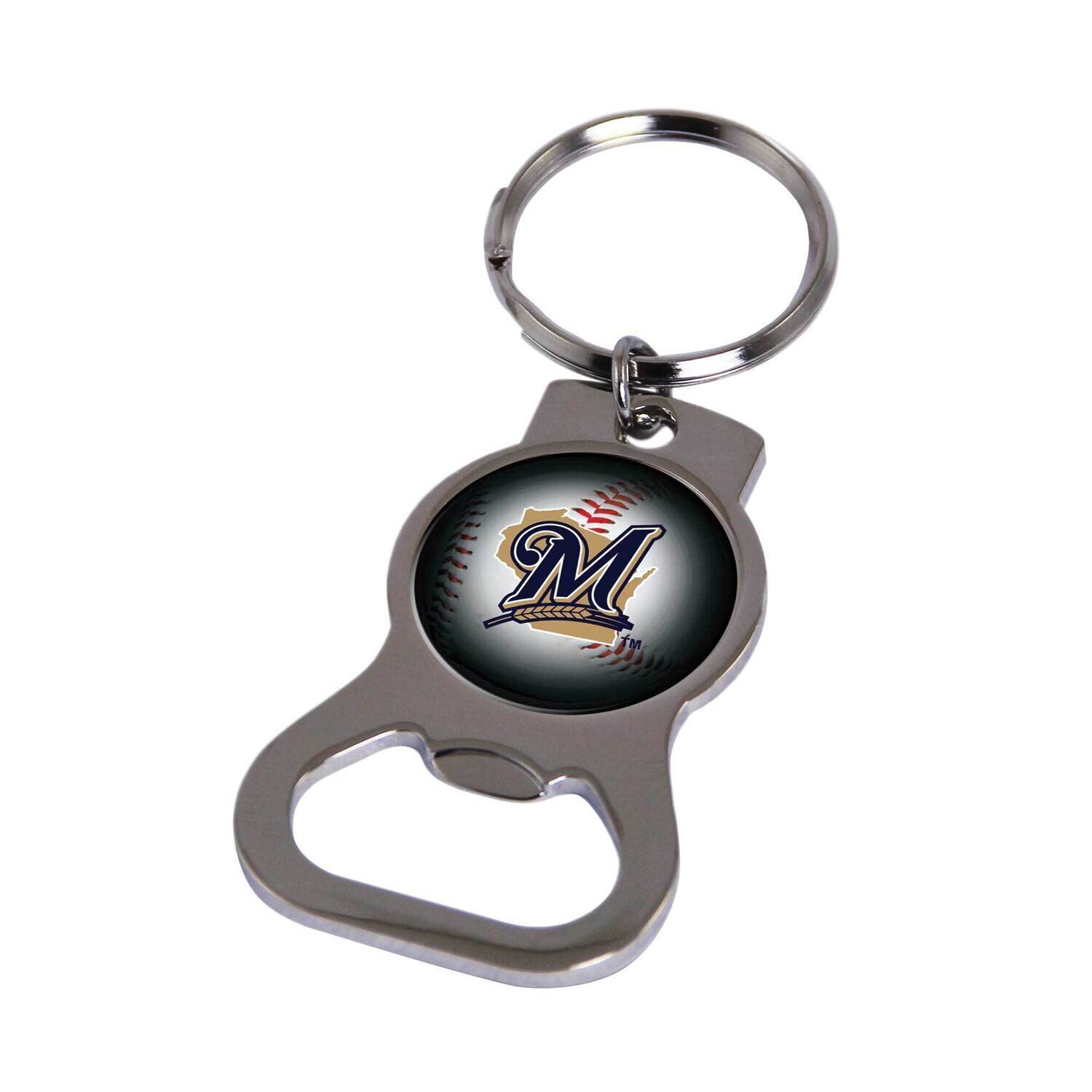 MLB Milwaukee Brewers Bottle Opener Key Ring By Rico Industries GC6315